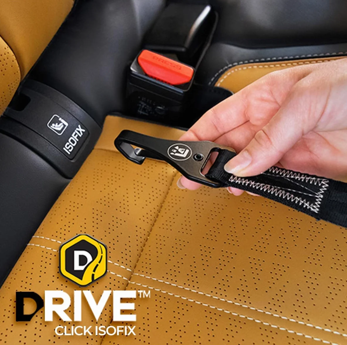 EzyDog Pas samochodowy dla psa - Click ISOFIX regulowany do uprzęży z kotwicą ISOFIX, wytrzymały nylonowy pas bezpieczeństwa do samochodu (43–65 cm, czarny)