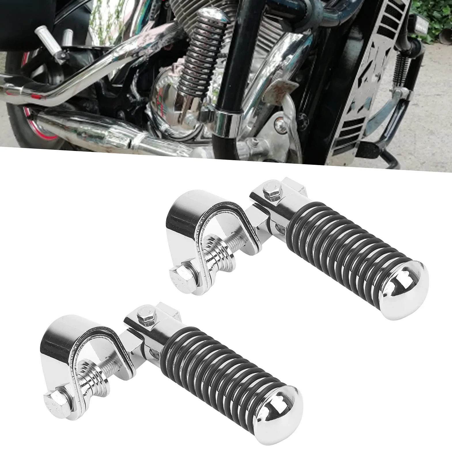 Podnóżki rowerowe, podnóżki motocyklowe, podnóżki motocyklowe Para podnóżków motocyklowych Mocowanie podnóżka do 1-calowej osłony paska awaryjnego (srebrne)
