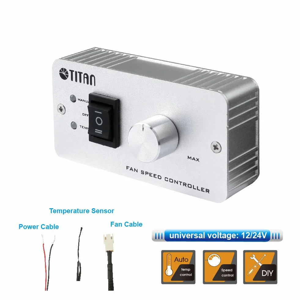TITAN - Wielofunkcyjny wentylator wentylacyjny 12 V/ 24 V DC 90 mm montowany w stojaku podwójny lodówka z regulatorem prędkości do kampera, przyczepy kempingowej - TTC-SC09TZ (A)