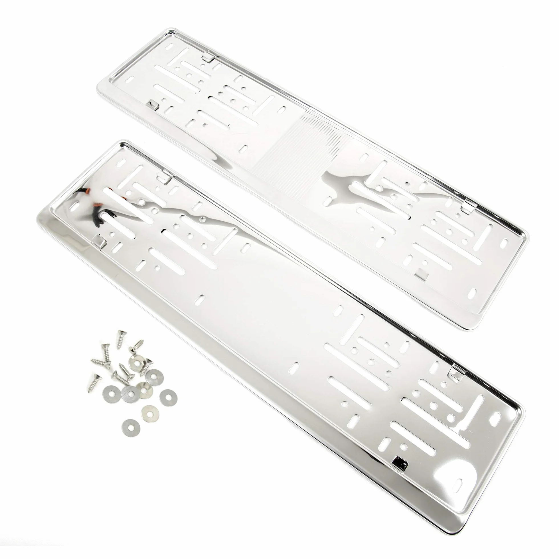 AROBA 2 x uchwyt tablicy rejestracyjnej premium, 100% polerowana stal nierdzewna, produkt przeznaczony na rynek austriacki i słoweński (wymiary 520 mm x 120 mm), ramka ze stali nierdzewnej INOX, V2A