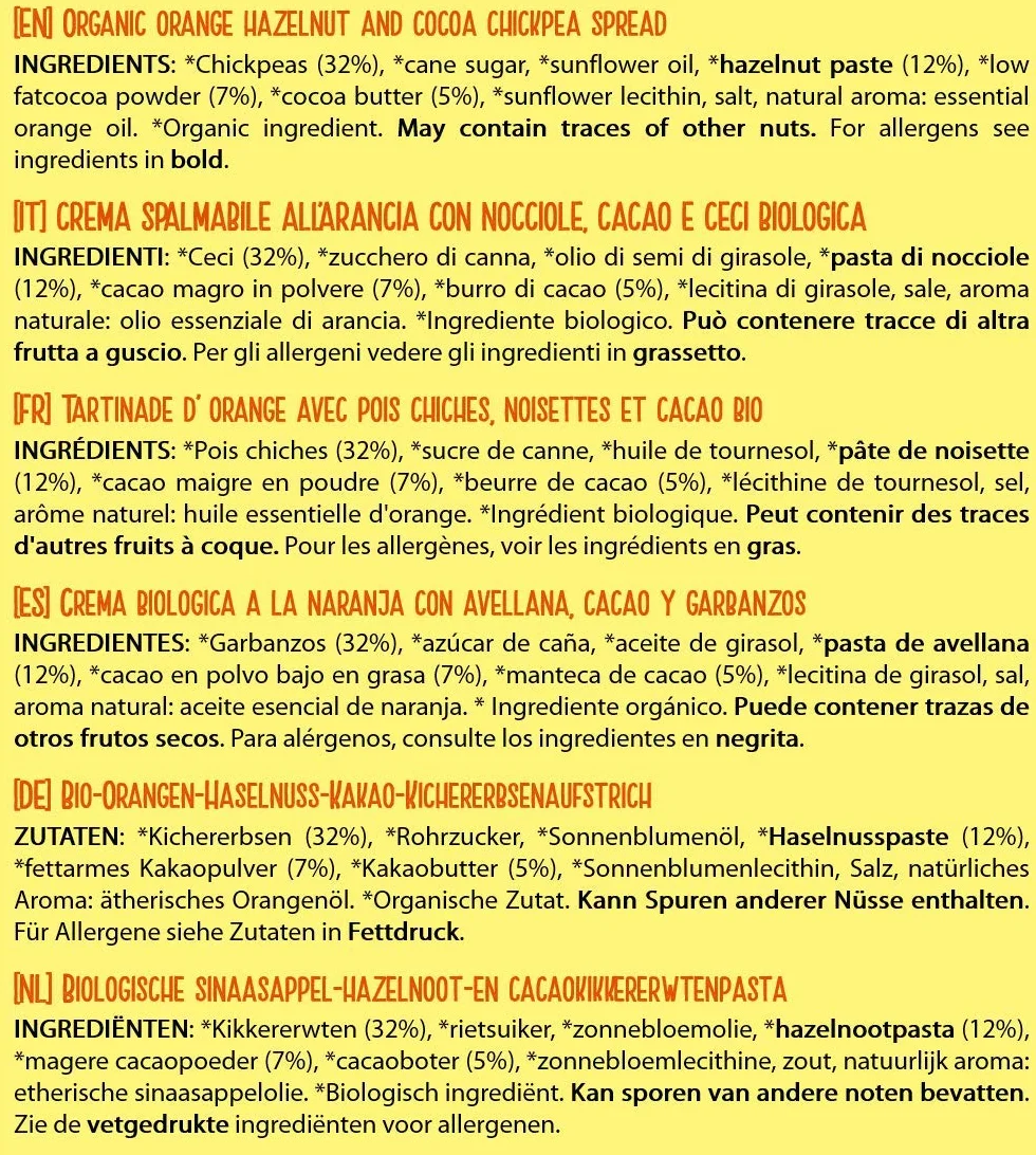 Fabalous Orange Hazelnut Cocoa Chickpea Spread 200g