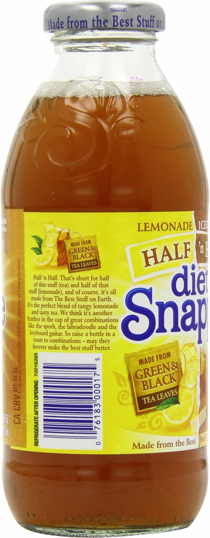 Snapple Diet Half Lemonade i mrożonej herbaty, 473 ml (opakowanie 6 szt.)