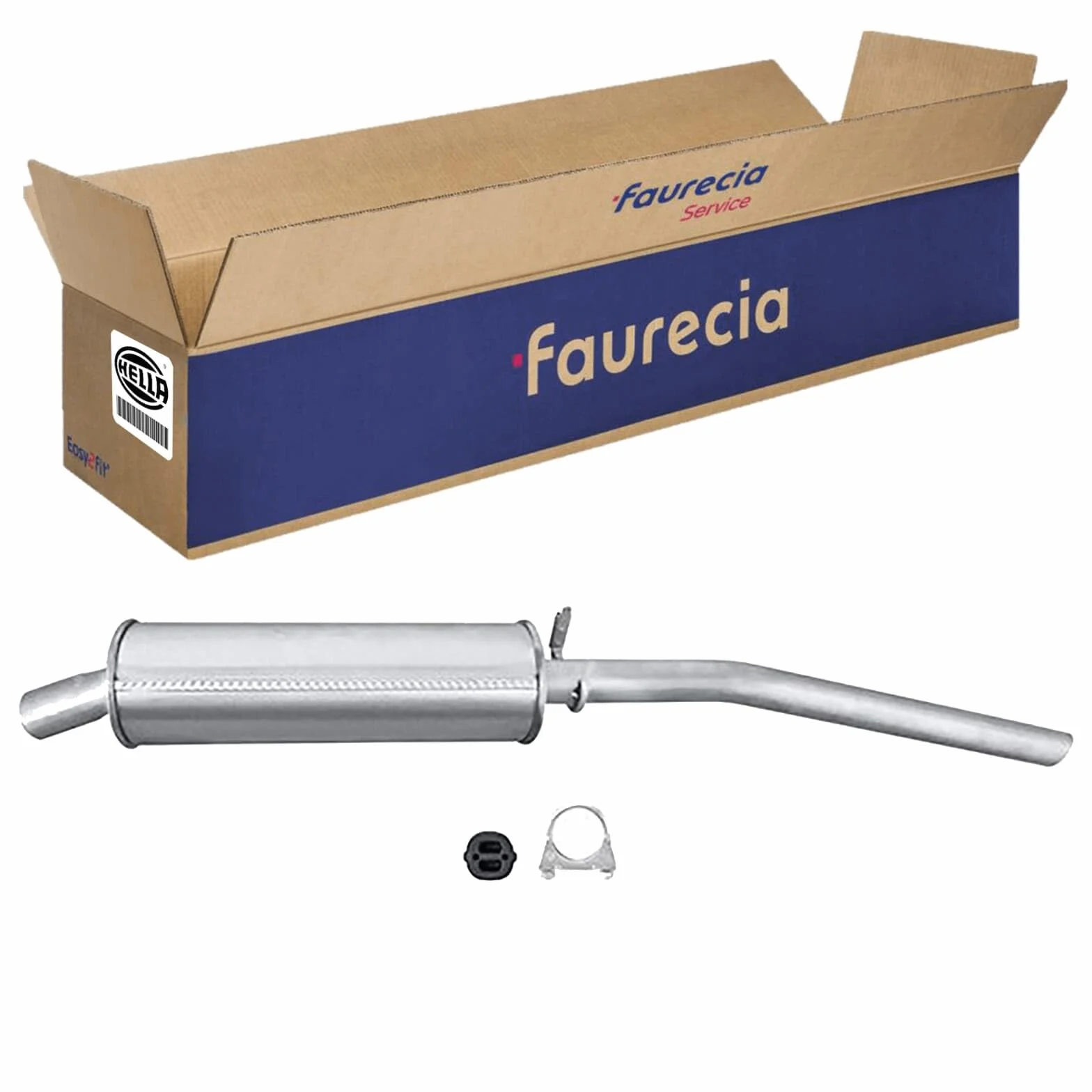 HELLA 8LD 366 030-691 Tłumik końcowy - Easy2Fit® Kit - z tyłu - jednoczęściowy - Komplet z elementami do montażu