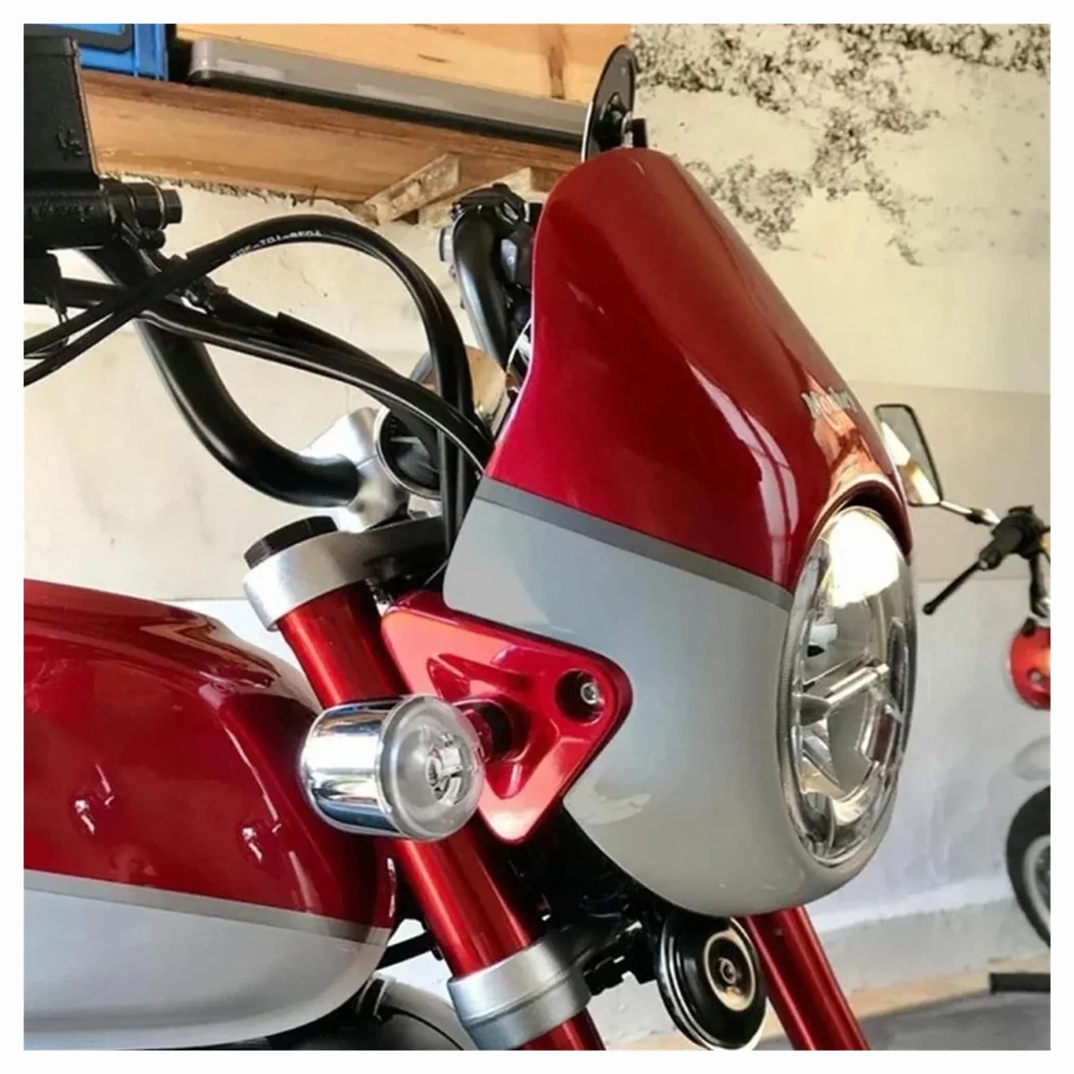 szyba motocyklowa Dla Honda Monkey 125 Małpa 125 2018-2023 Osłona Reflektora Motocykla Szyba Przednia Owiewka Prędkościomierza regulowana przednia szyba(Yellow)