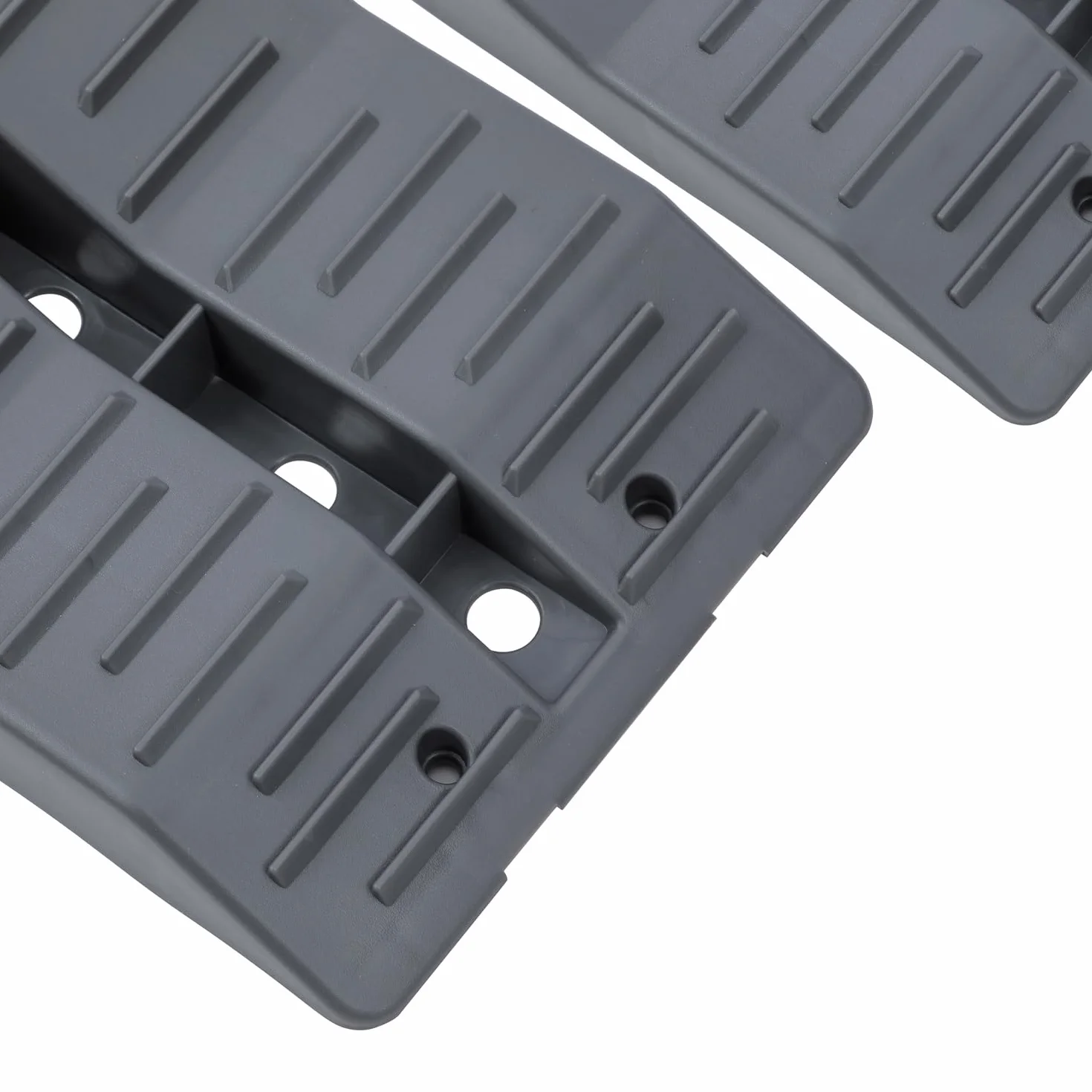 KATSU Tools 2 szt. rampy poziomujące do przyczep kempingowych, pojemność 5 ton, wytrzymałe, 3-stopniowe, plastikowe, kampery, kampery, rampy krawężnikowe, bloki kół, niwelatory, szare, 570 x 200 x 130