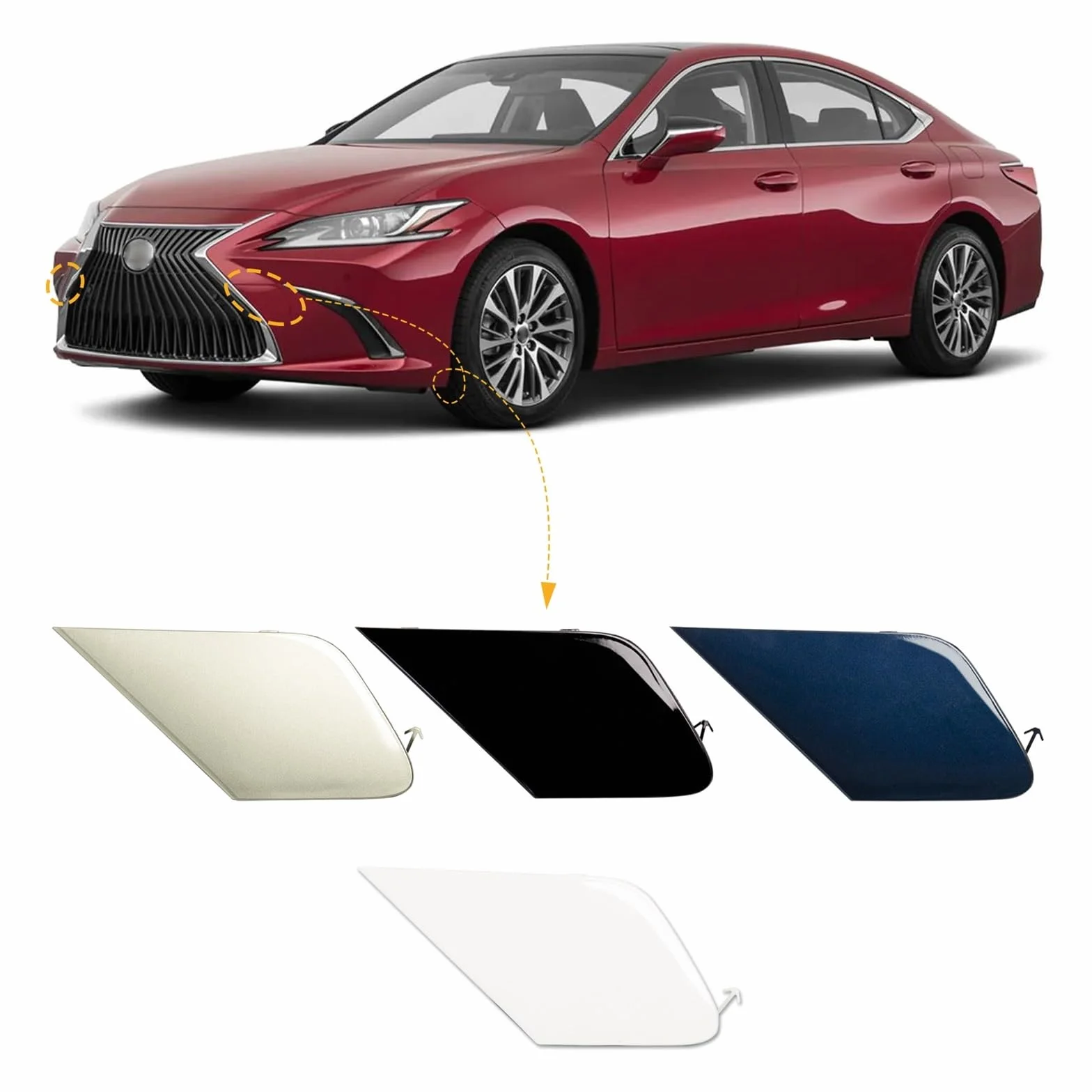 Dla, for Lexus, dla ES350 ES300H 2019-2020 ES250 2021 5212833919 5212733905 lewy prawy, przedni zderzak hak holowniczy czapka holownicza osłona oczu Osłona oczka haka holowniczego zderzaka(Wh