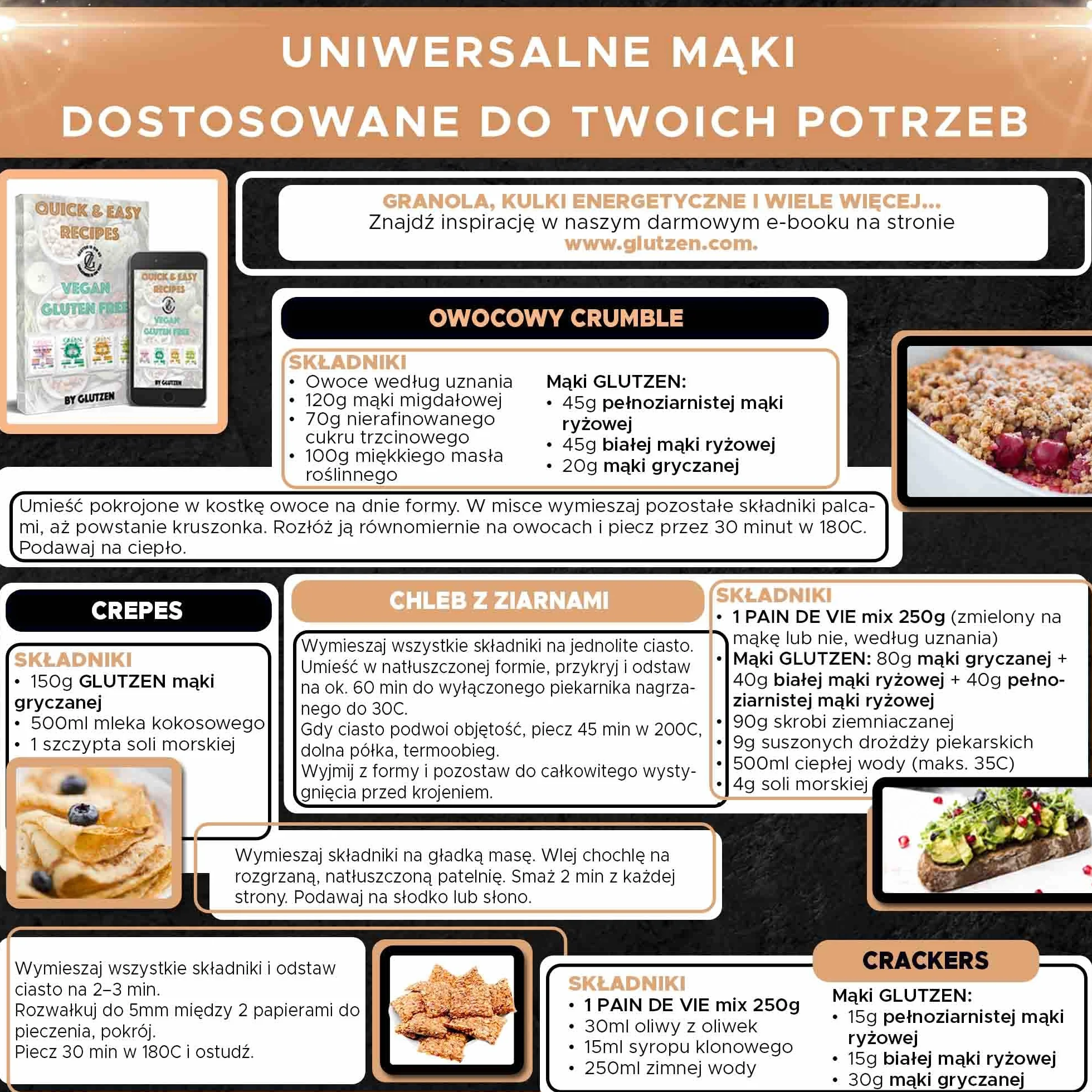 Bezglutenowa mąka gryczana Bio GLUTZEN, kompatybilna z chleb bezglutenowy, ciasto na pizzę, makarony, naleśniki, ciastka, muffiny. Celiakia, niski IG, Keto, Wegańska, bez alergenów. (1x500g)