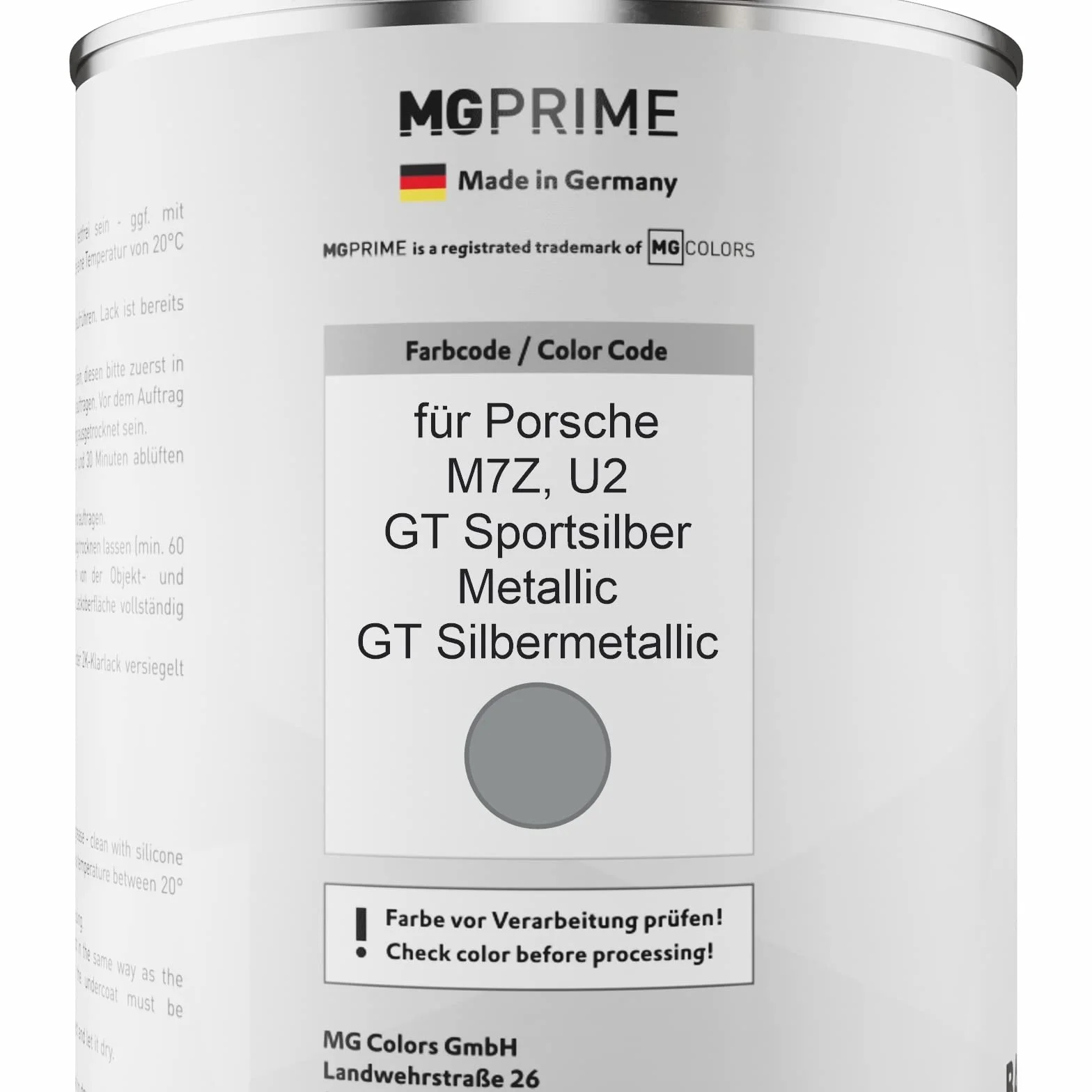 MG PRIME Lakier samochodowy bazowy Porsche M7Z GT Sportsilber Metallic 1.0 litr 1000ml