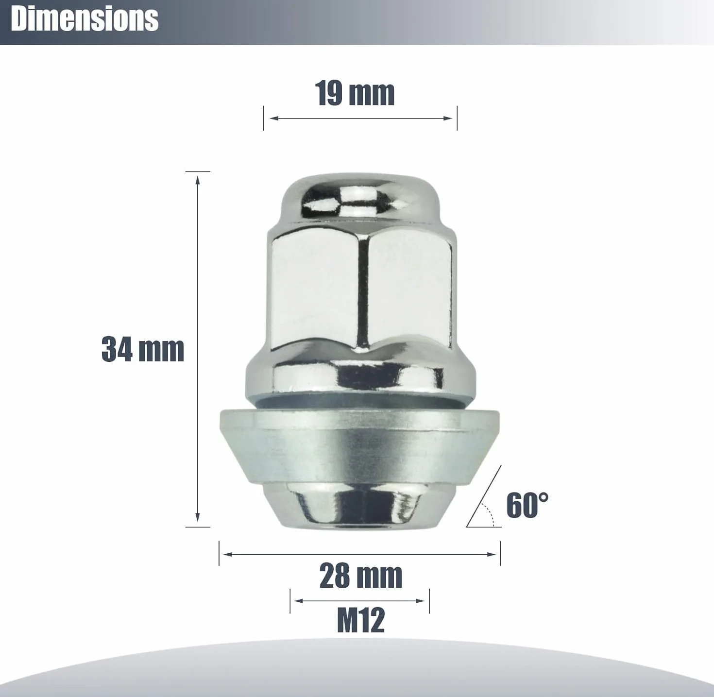 20 x nakrętka do kół, oryginalne felgi aluminiowe OEM, M12 x 1,5 x 34, ściągacz stożkowy śr. = 28 mm