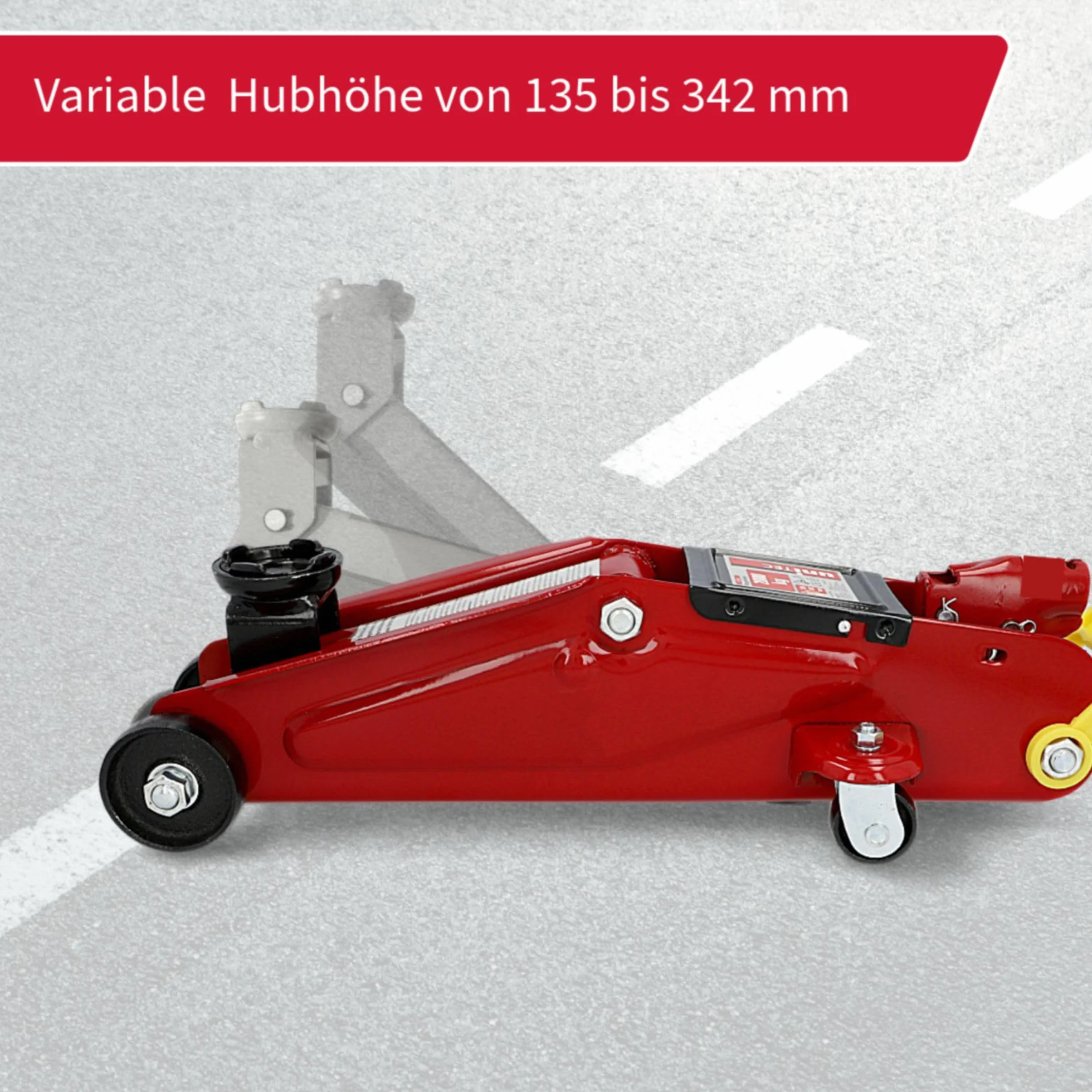 Unitec 10008 Lewarek, Czarny/Czerwony, ‎43 x 20 x 14,5 cm; 9,42 kg, Do 2 t