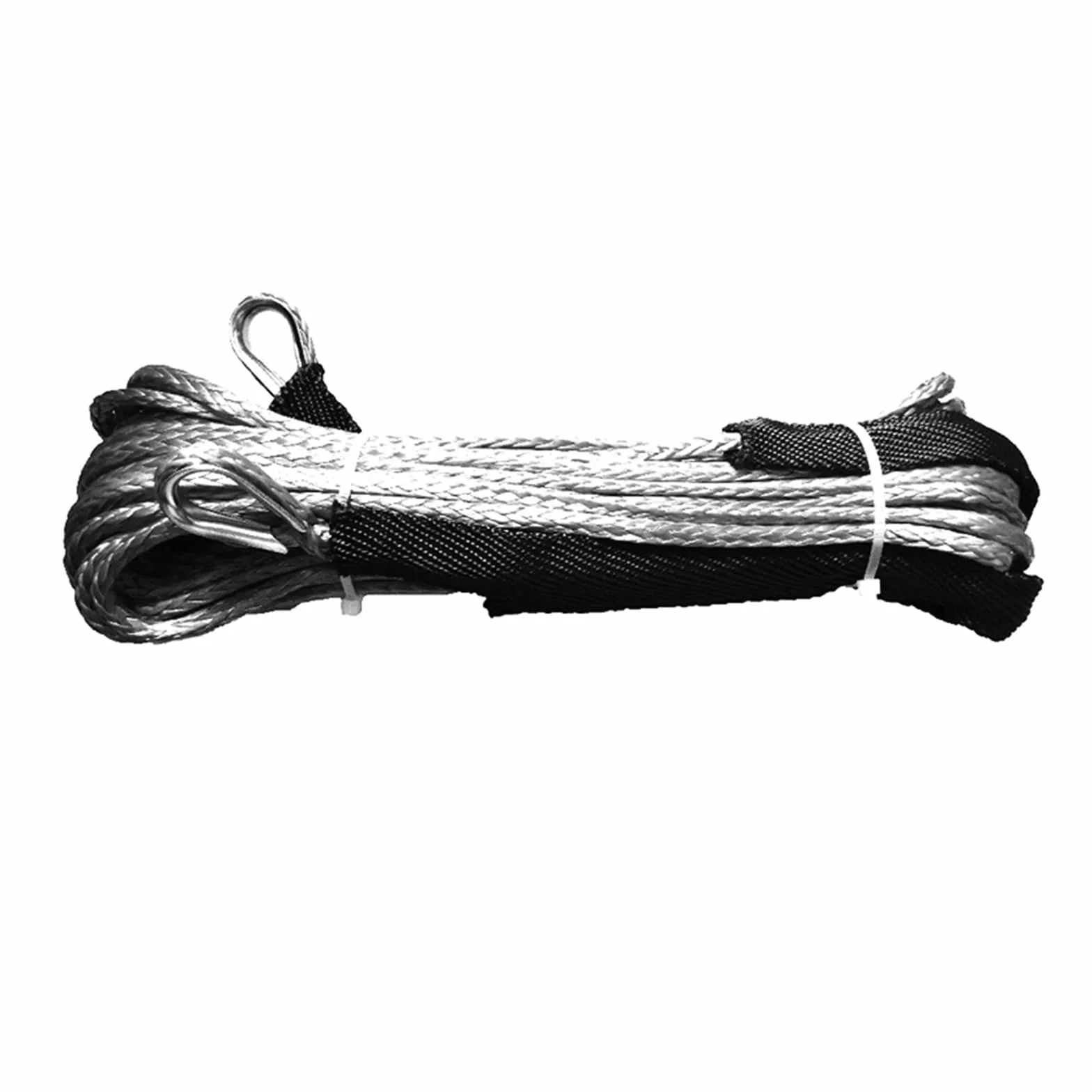 Lina wyciągarki, 6mm x 30m Syntetyczne linie wyciągarki Kabel Lina plazmowa UHMWPE z kauszą na obu końcach(Grey)