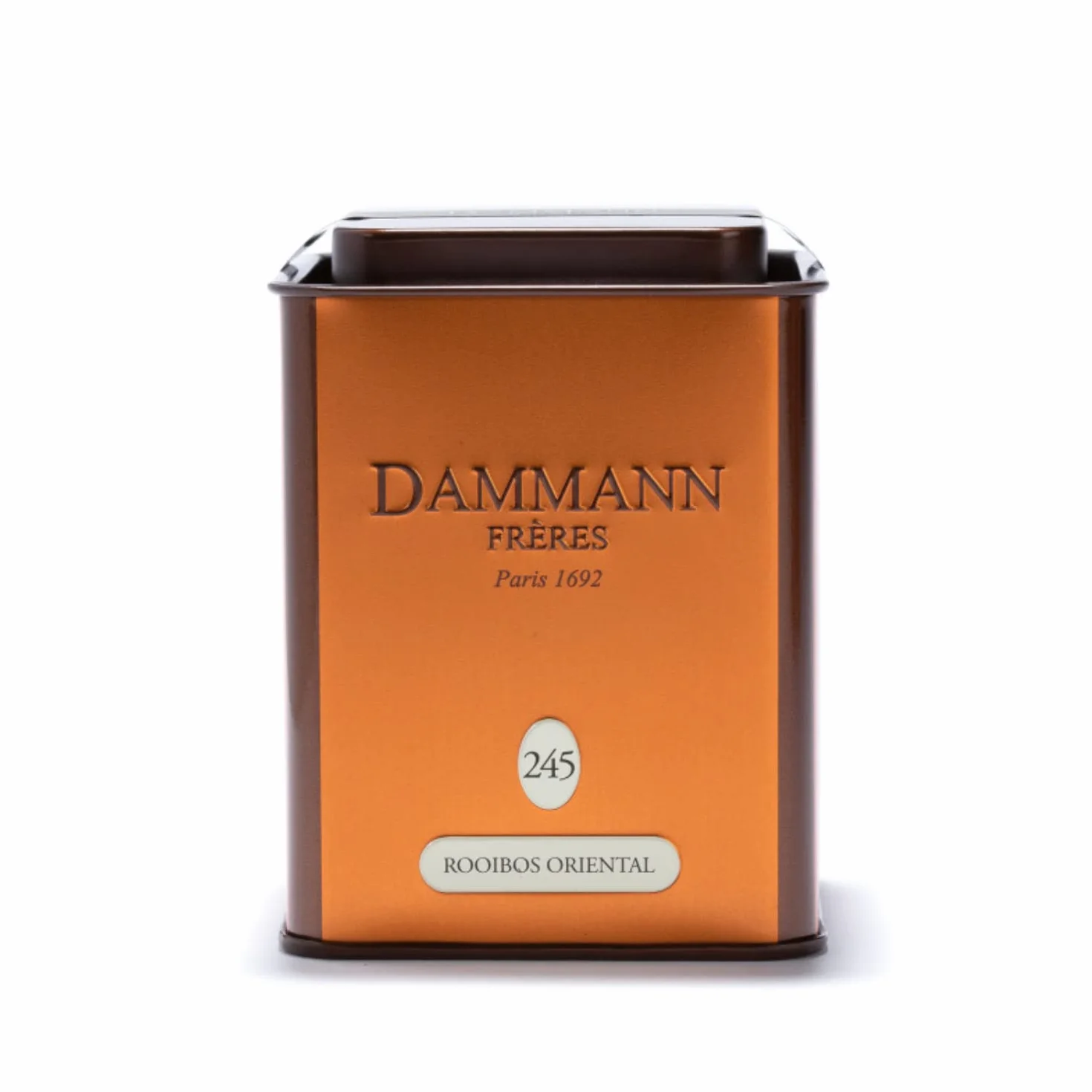 Bracia Dammann | Aromi Orientali Rooibos | Infuzja z Bergamotką i Owocem Pasji - 100 g | Czerwona Herbata z RPA Luzem | Bez Kofeiny w Puszce