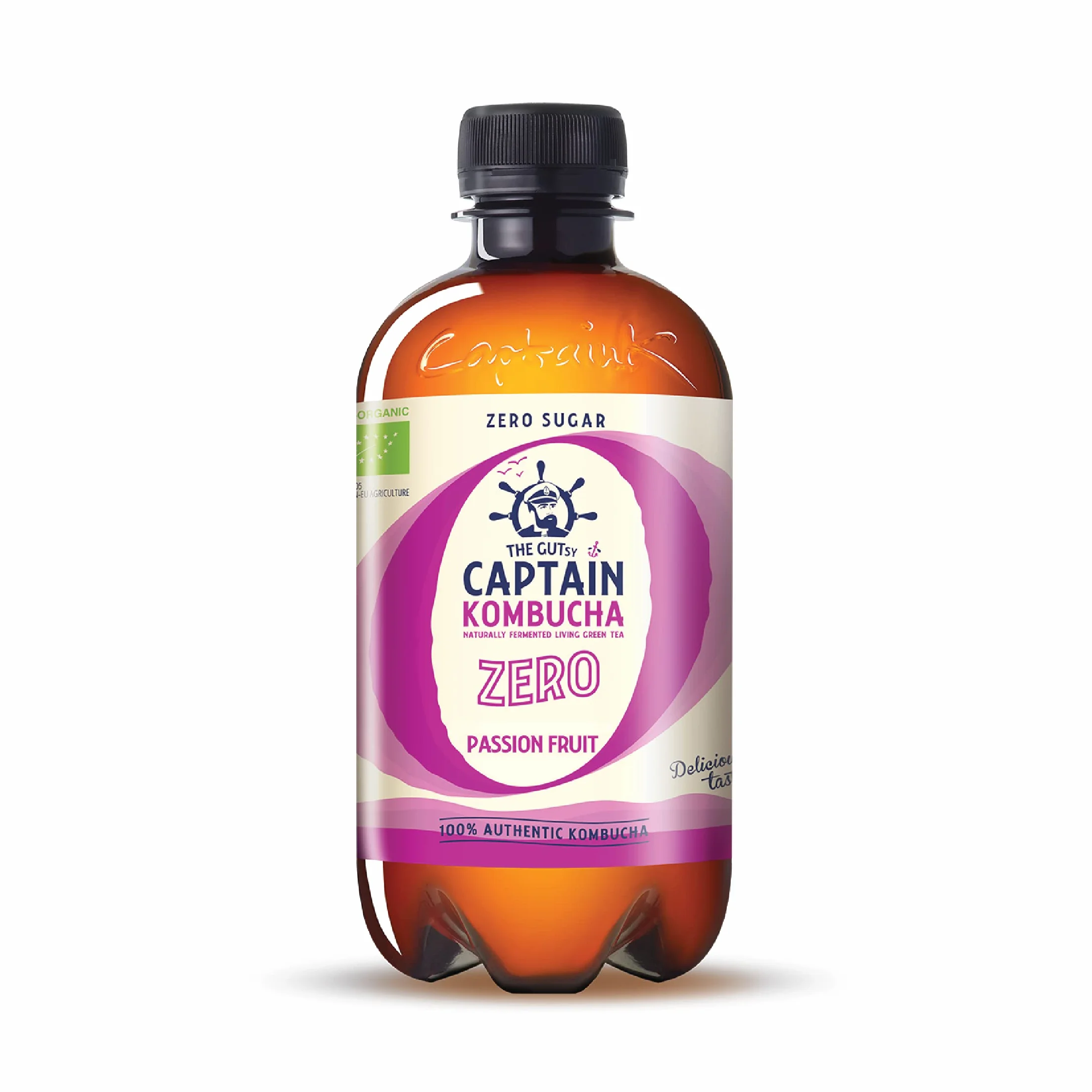 Gutsy Captain Kombucha Zero Calories, Zero Sugar - herbata kombucha, żywe kultury, bez konserwantów, niepasteryzowana, surowa i wegańska, 12 x 400 ml