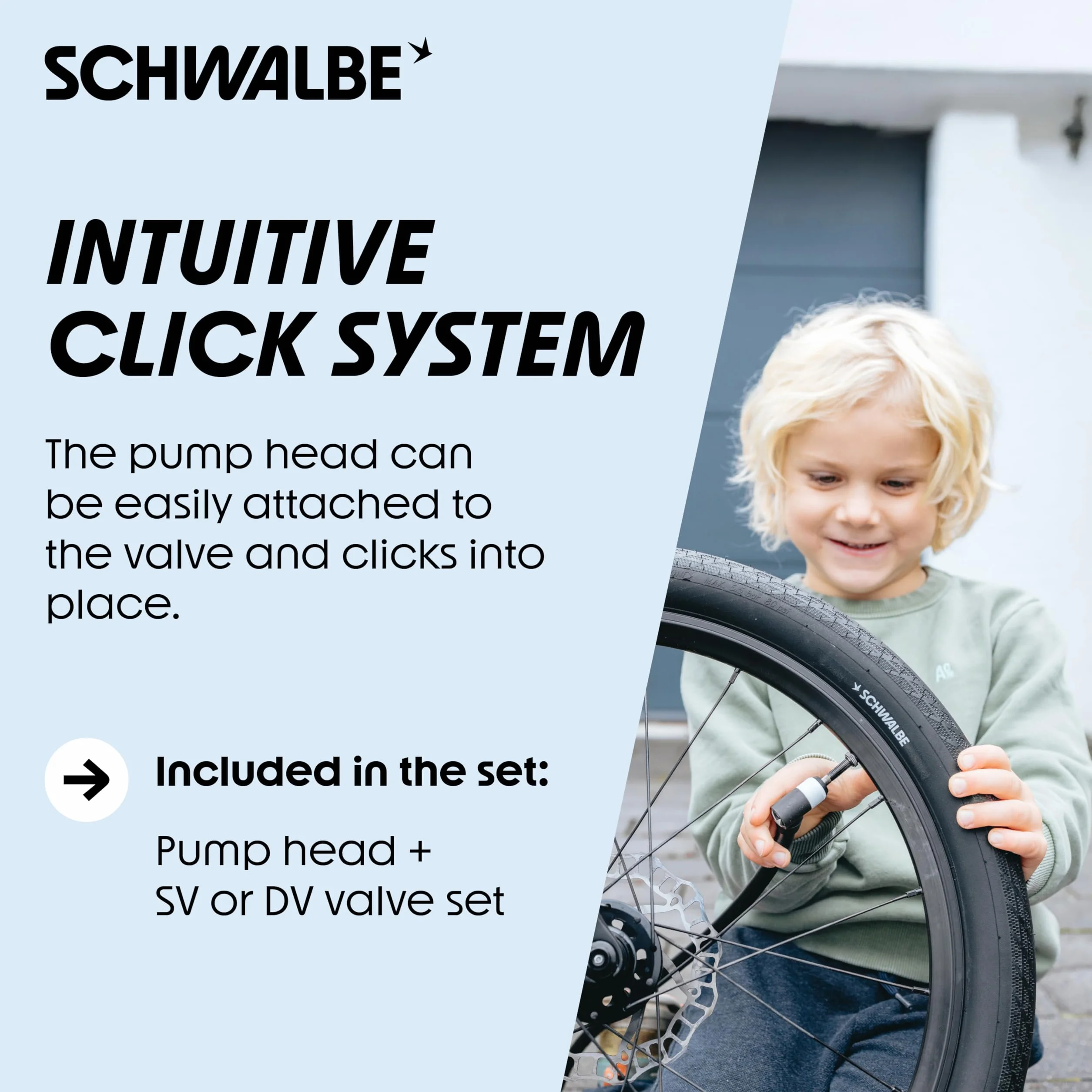 Schwalbe Clik Valve – nakładka na wentyl rowerowy, zestaw do konwersji SV-SCV (Valves with Pump Head Adapter)