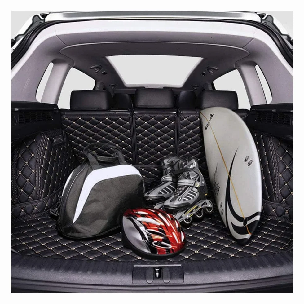 Skórzane maty do bagażnika samochodowego do Hyundai Tucson 2021-2023, pełne pokrycie, wodoodporne, antypoślizgowe, dopasowane wkładki do tacy ładunkowej, akcesoria ochronne, A/wszystkie czarne