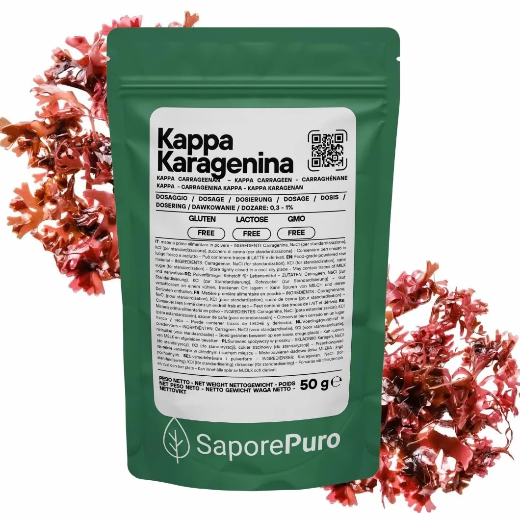 SaporePuro Kappa-Karagen w Proszku 50 g – Środek Żelujący i Stabilizator Bez Glutenu