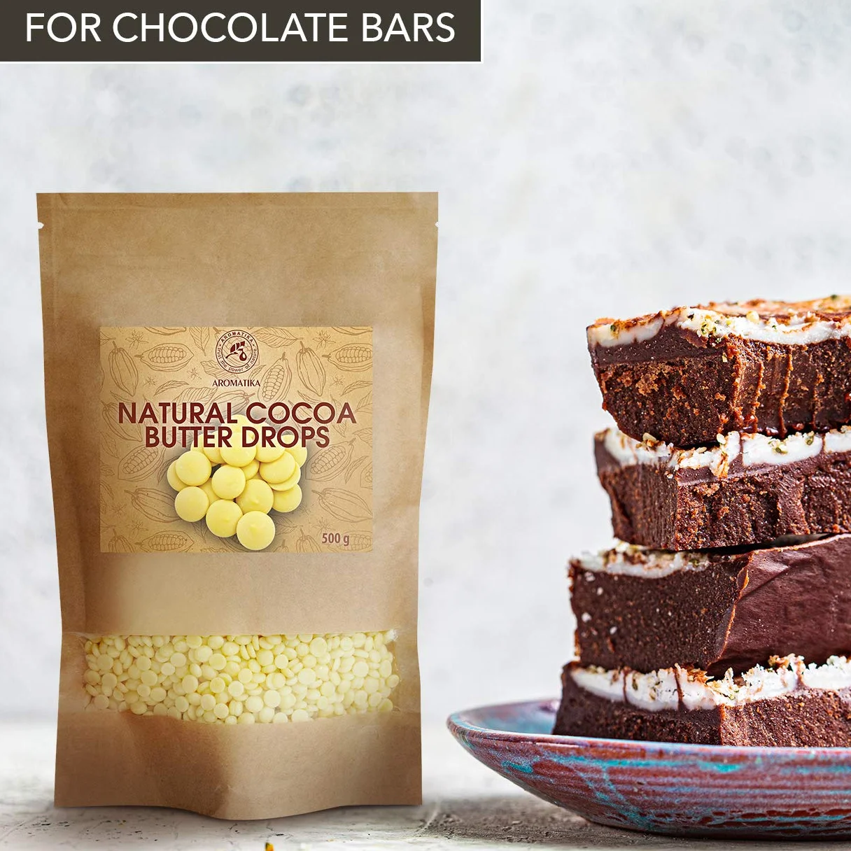 Cocoa butter drops 500g - Theobroma Cacao Butter - Cocoa/Cacao butter chips food grade - Cocoa Butter Drops - Rich in Antioxidants, Minerals and Vitamins - for Baking and Beauty Recipe Needs