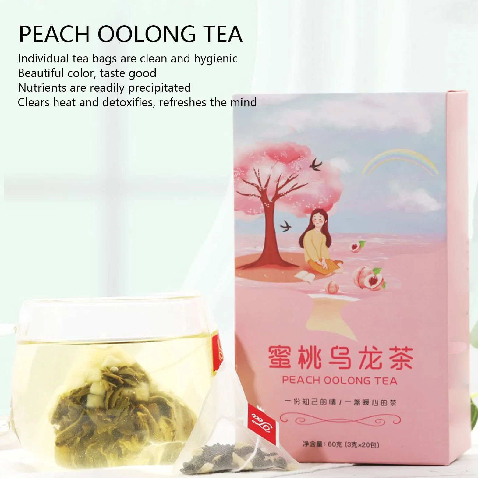 Brzoskwiniowa Herbata Oolong 20 Liczeń Naturalne Suszone Owoce 60g