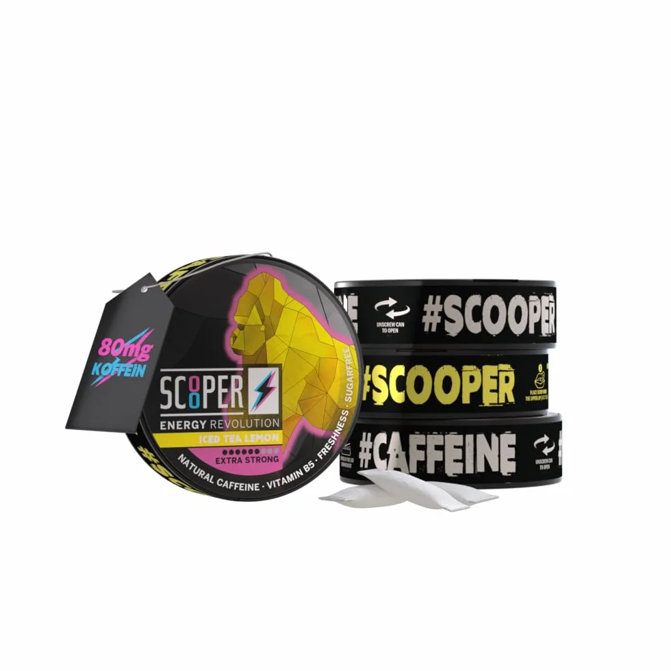 SCOOPER Energy 80 mg Iced Box Lemon Extra Strong | 2 x Iced Cola Extra Strong, 2x Iced Tea Lemon Extra Strong | 4 x 7,2 g