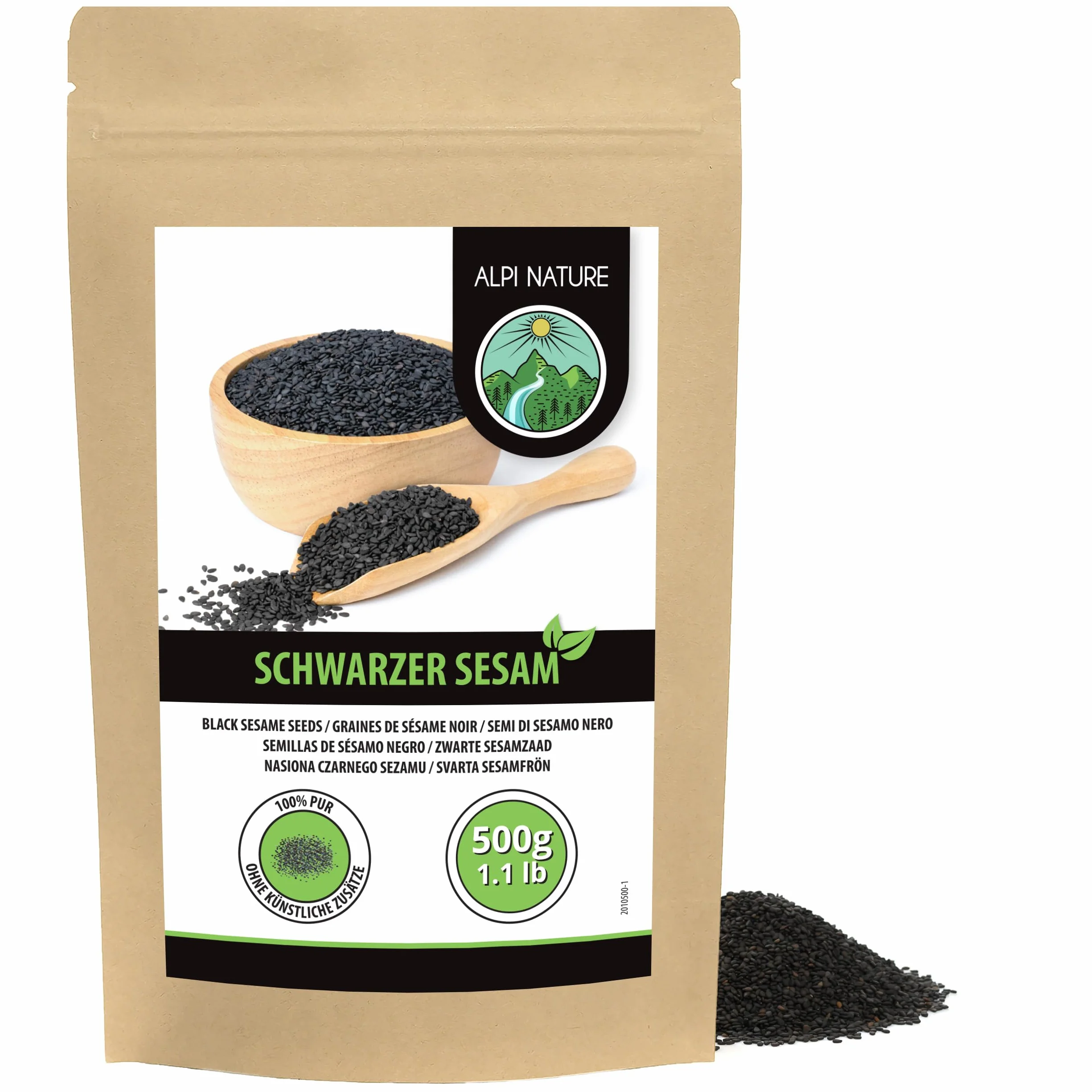 Alpi Nature Sesame Schwarz (500 g) czarny sezam 100% naturalny czarny sezam bez dodatków