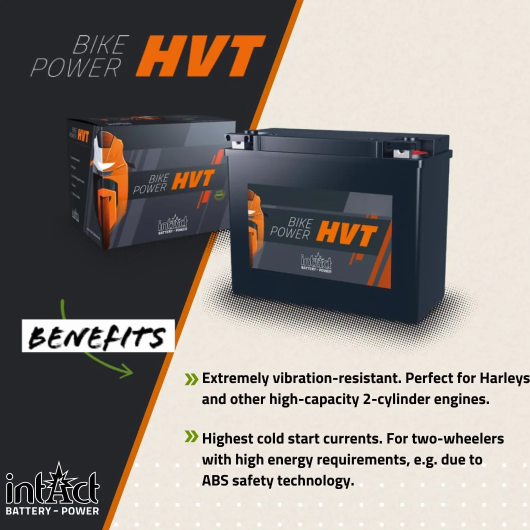 intAct Bike-Power HVT-08 CTX14-BS 12V 14 Ah 250 A EN Odporny na wibracje Akumulator Motocyklowy AGM