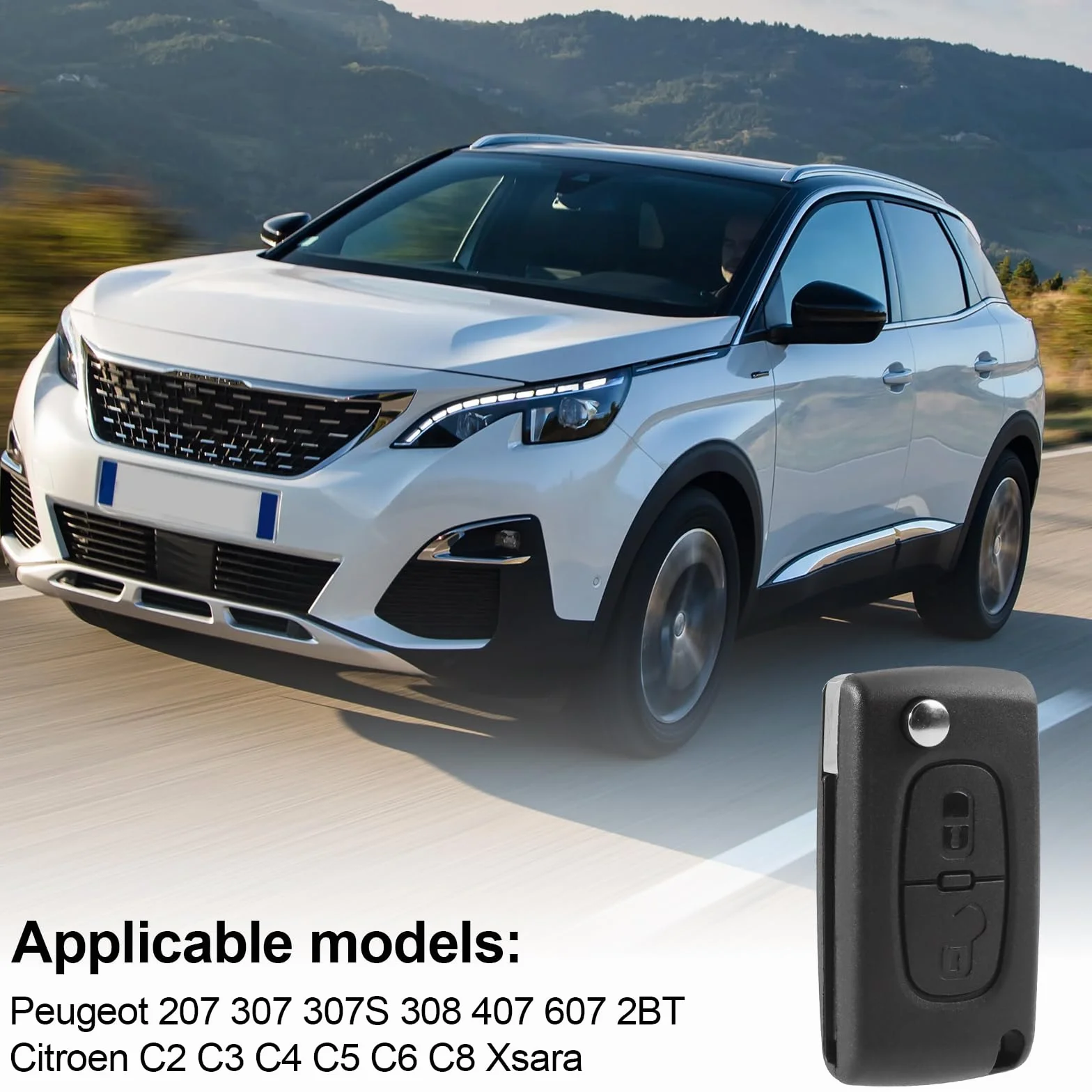 Pokrowiec na kluczyk składany pilot z brelokiem kompatybilny z Peugeot 207 307 308 407 408 607 Citroen C2 C3 C4 C5 C6 C8 Xsara