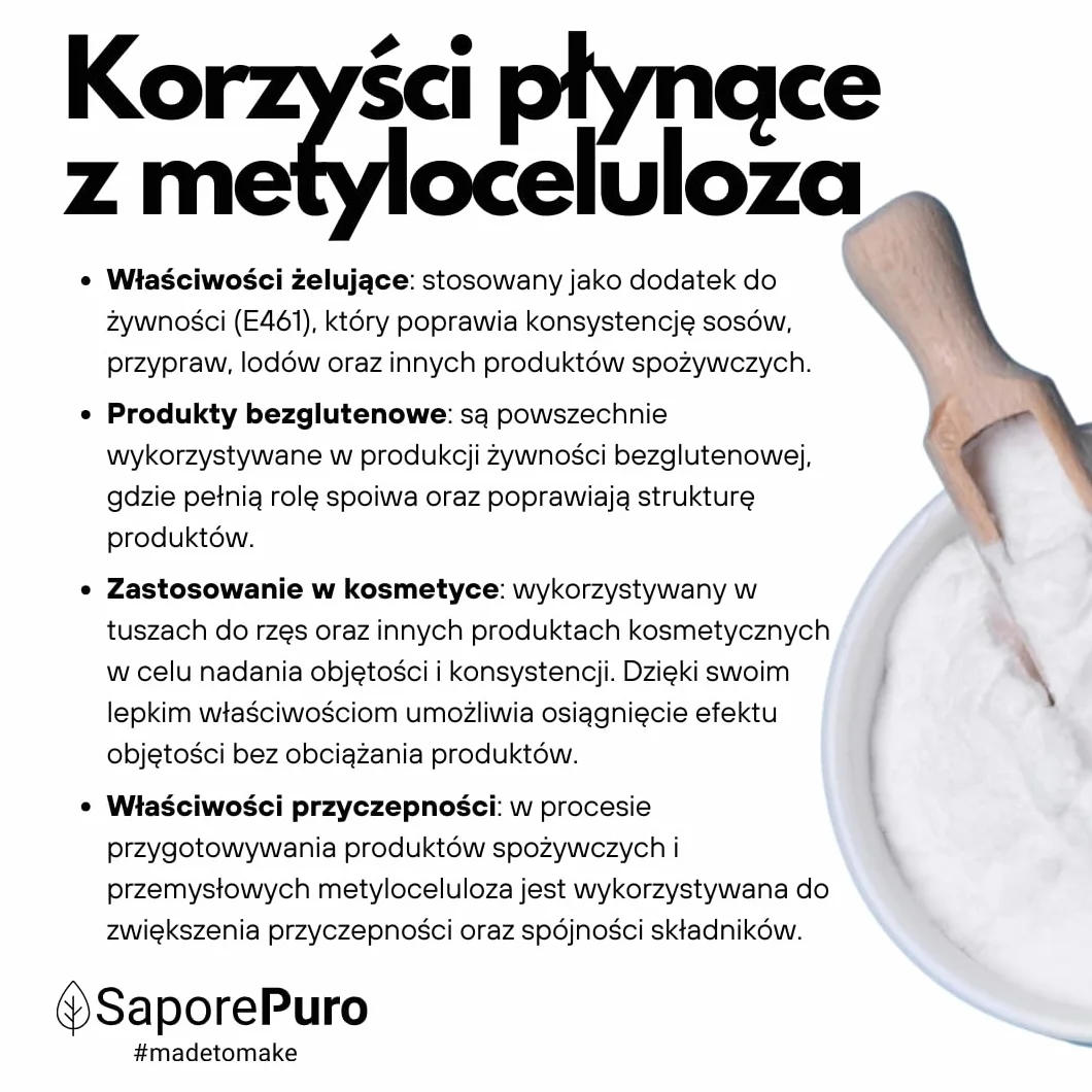 SaporePuro Metyloceluloza w Proszku 250 g – Naturalny Zagęstnik Bezglutenowy do Zastosowań Spożywczych, Kosmetycznych i Przemysłowych