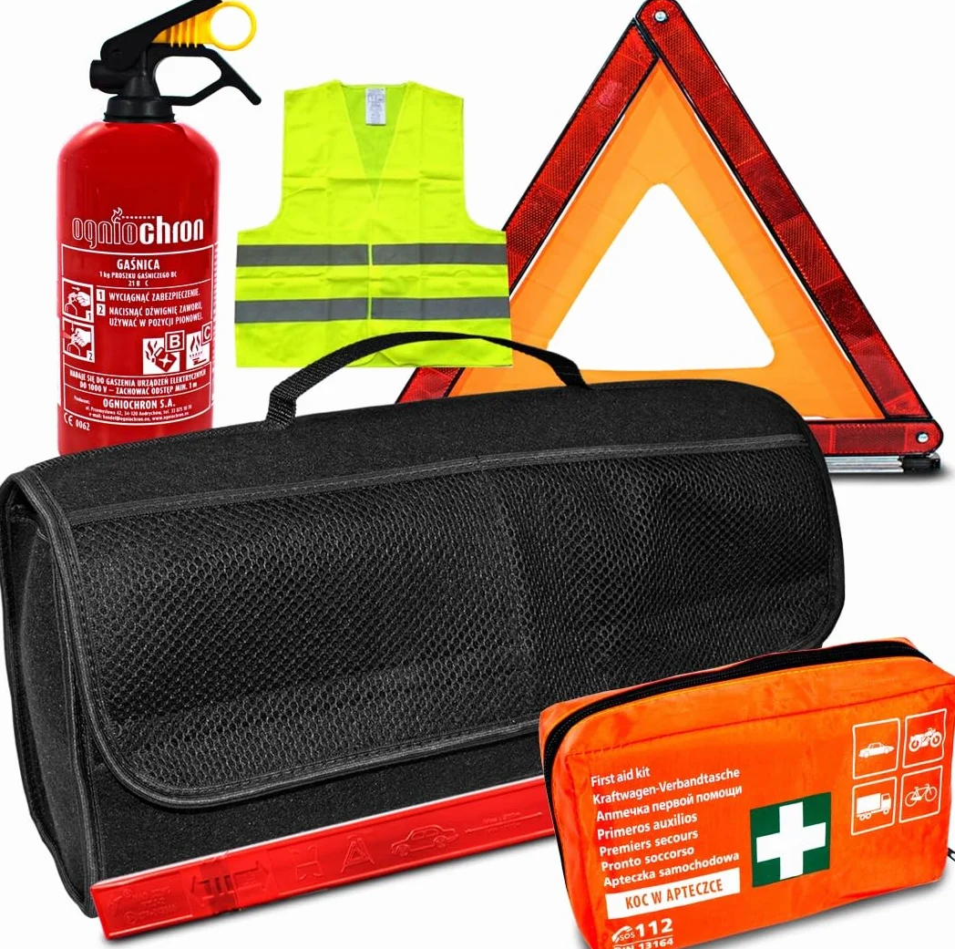 Zestaw samochodowy gaśnica apteczka