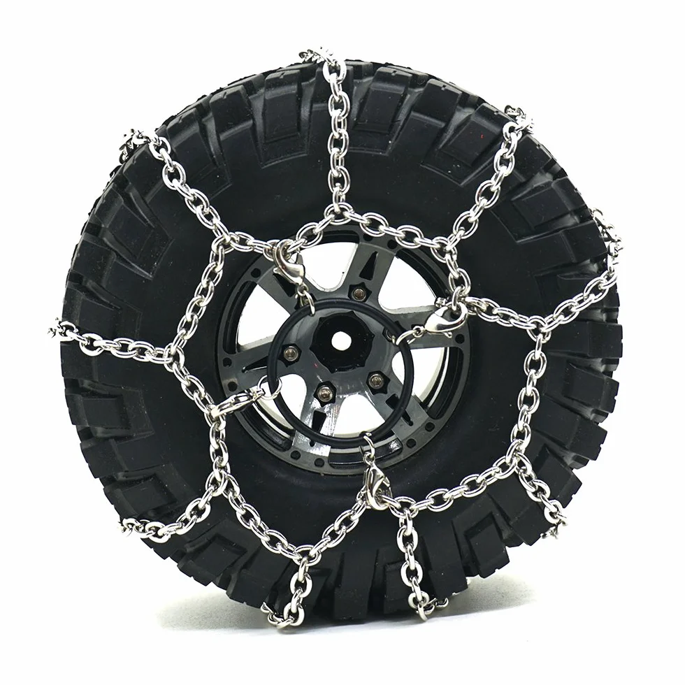4 szt. metalowe antypoślizgowe łańcuchy śniegowe łańcuchy na opony do 1/10 TRX-4 trx4 Crawler