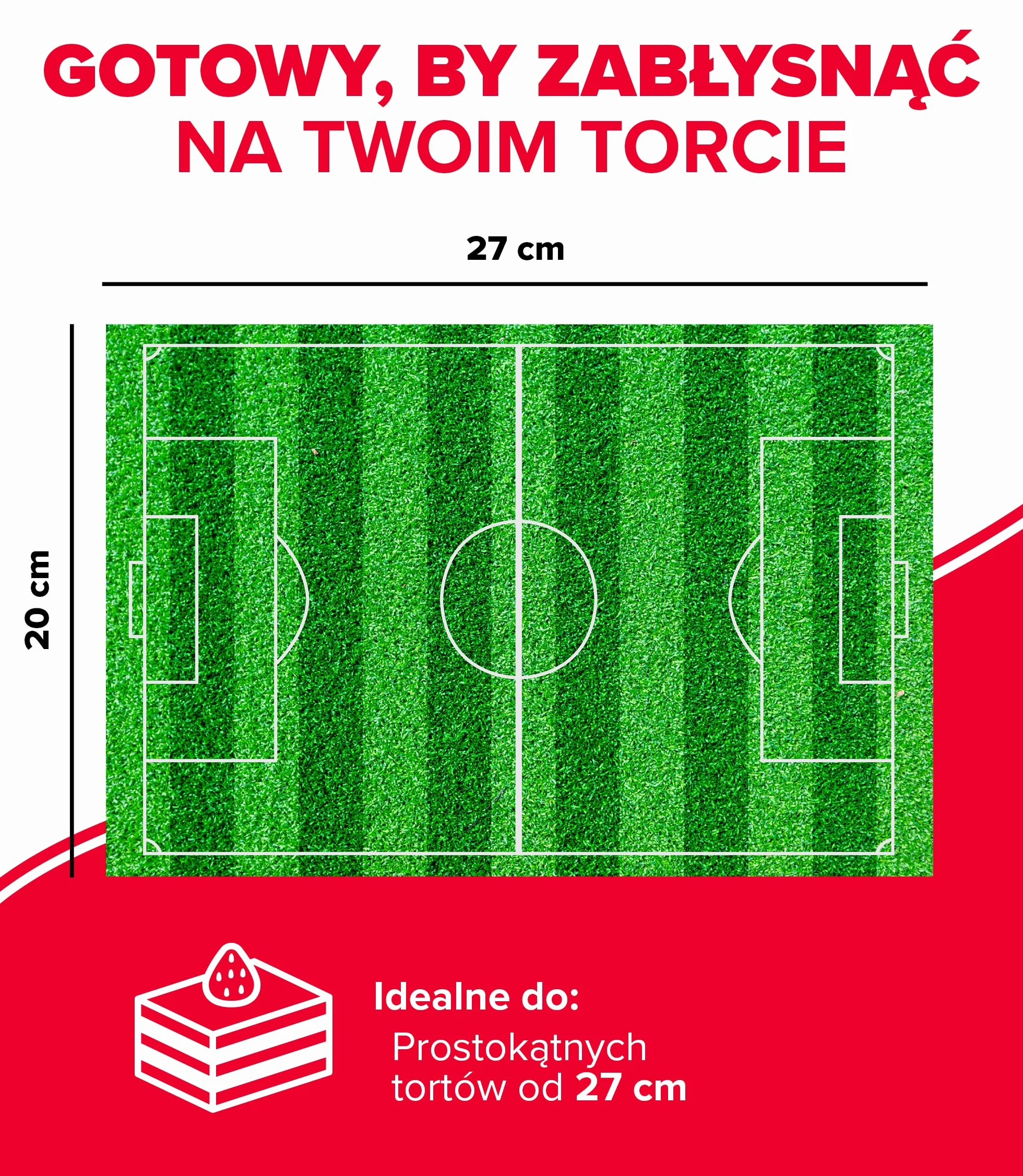 dekora – Jadalny arkusz Boisko Piłkarskie 20 x 27 cm | Dekoracja tortów i ciast | Bez dodatku cukru | Bez glutenu | Odpowiedni dla wegetarian