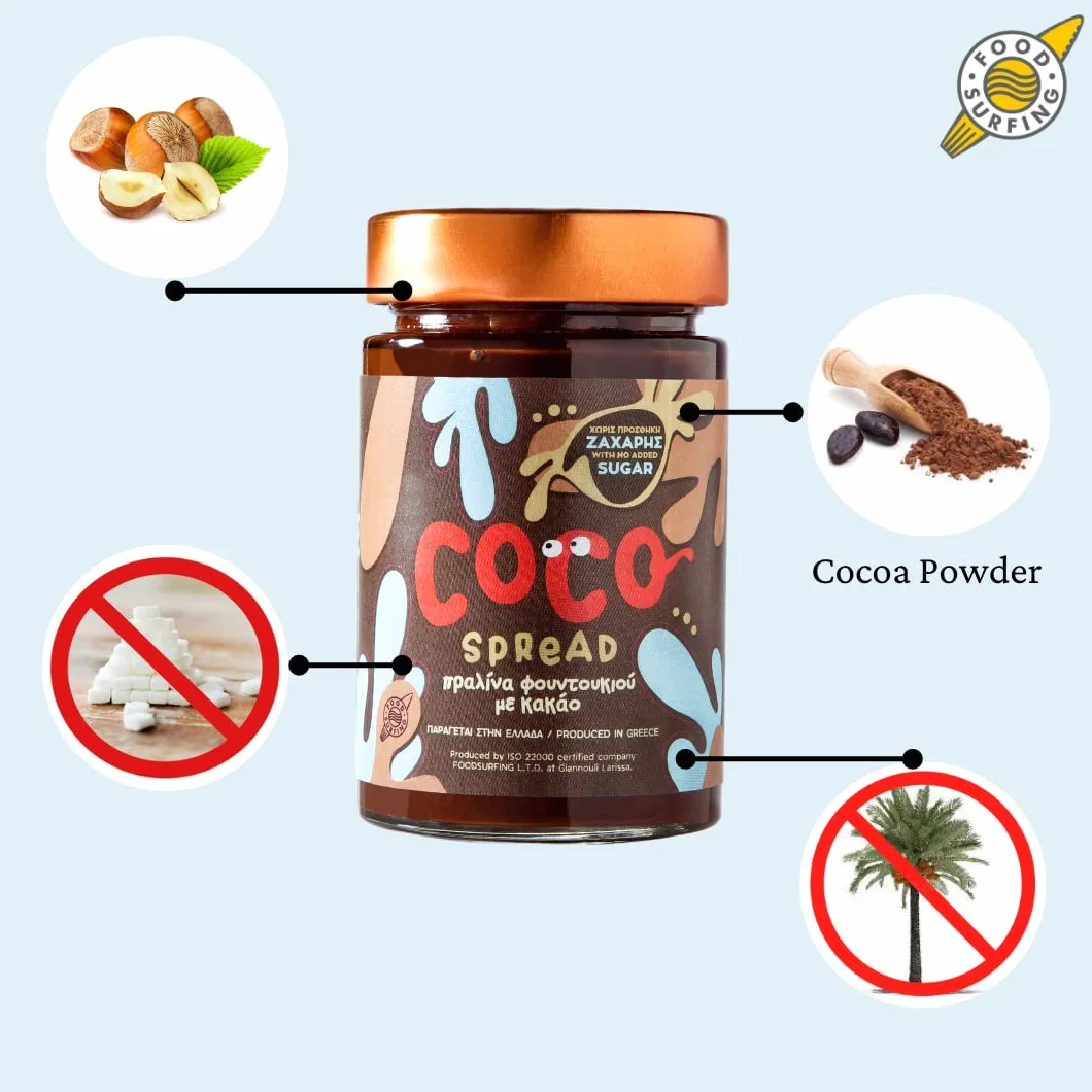 FOOD SURFING Coco Spread pralina z orzechem laskowym z kakao bez dodatku cukru 2 x 230 g