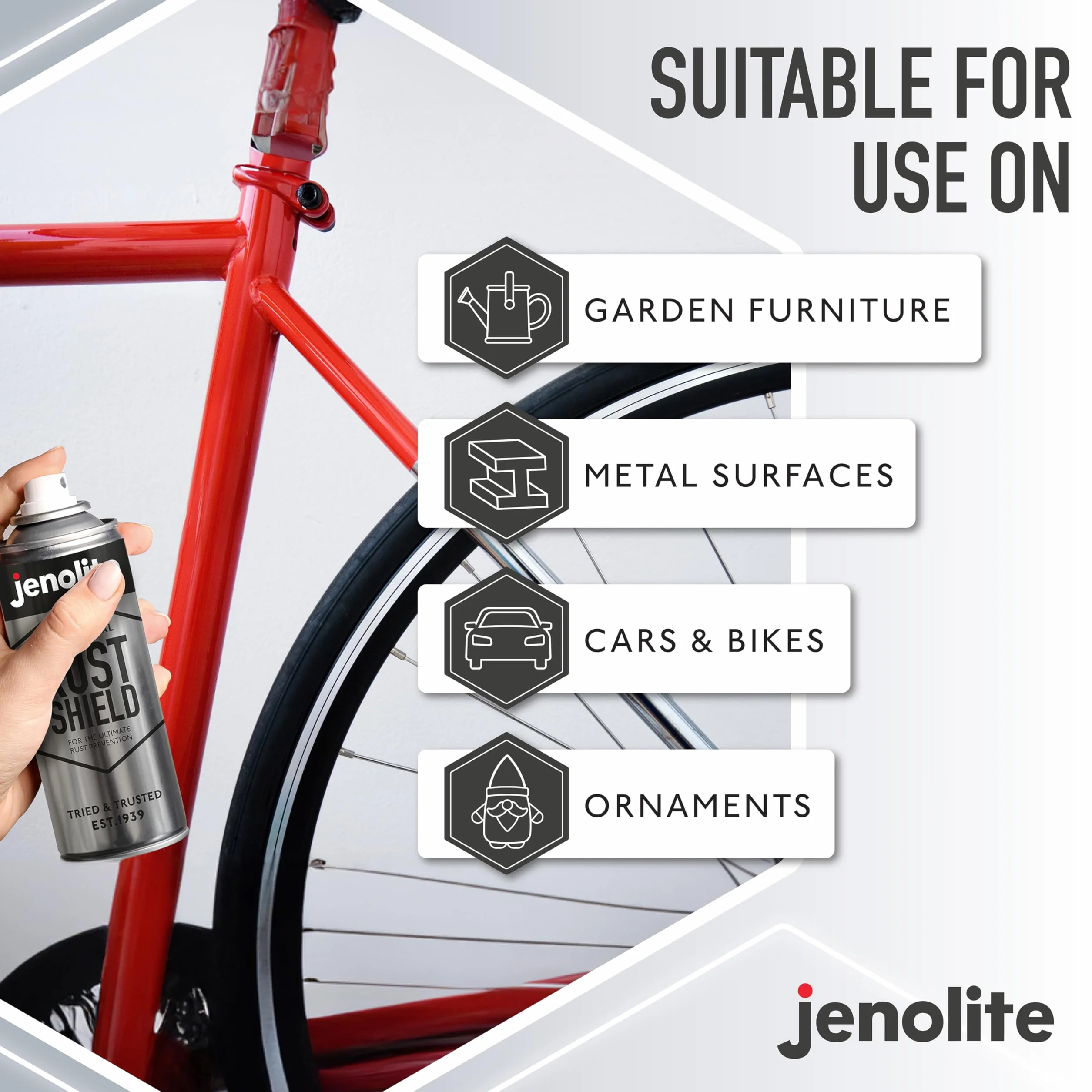 JENOLITE Rust Shield przezroczysty lakier w sprayu, 400 ml, spray zapobiegający rdzewieniu, chroni przed rdzą i korozją metalu, idealny do samochodów, motocykli, ozdób, gołego metalu i lakieru,