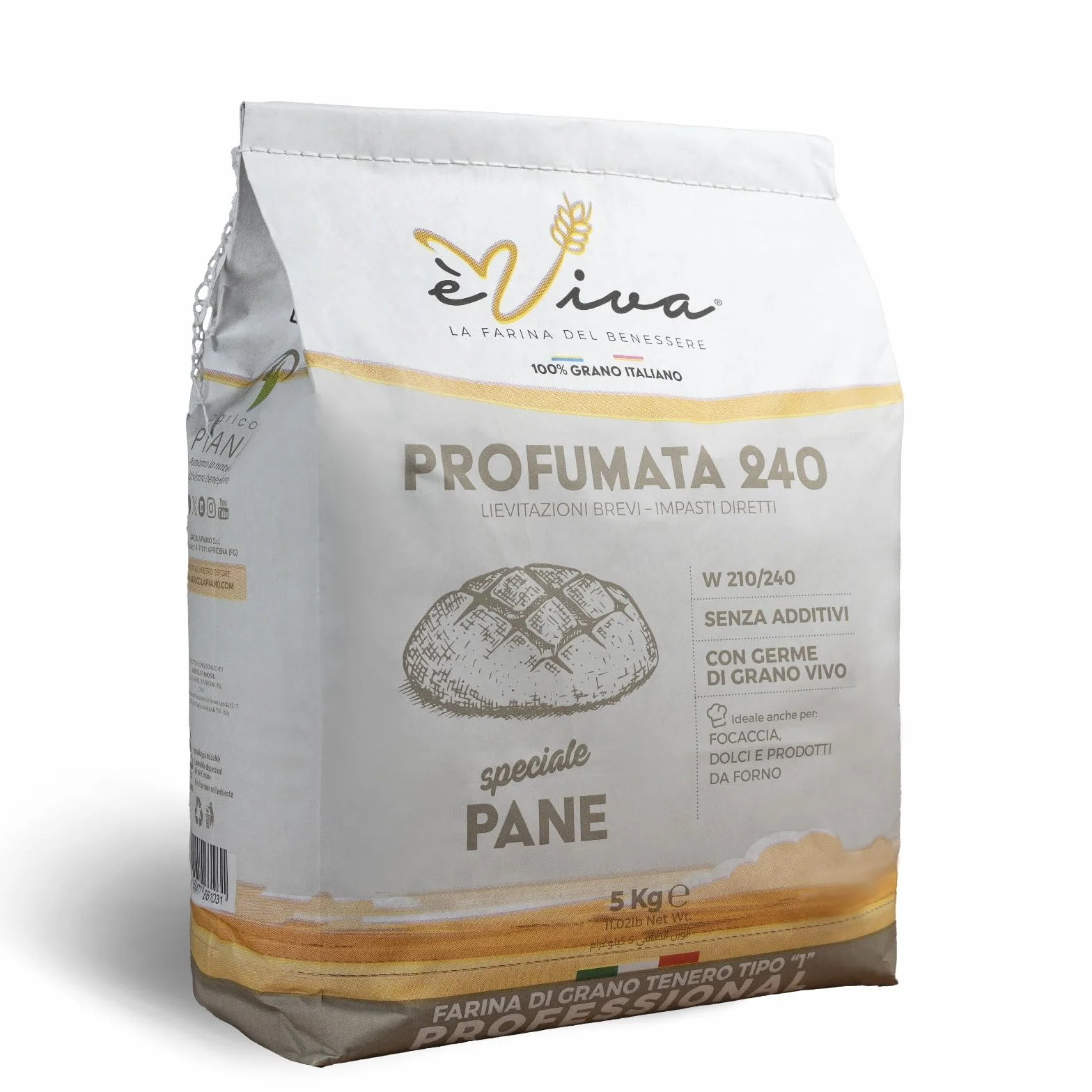 Agricola Piano Profumata 240 Mąka pszenna Typ 750 kg 5-100% naturalna włoska mąka bez dodatków