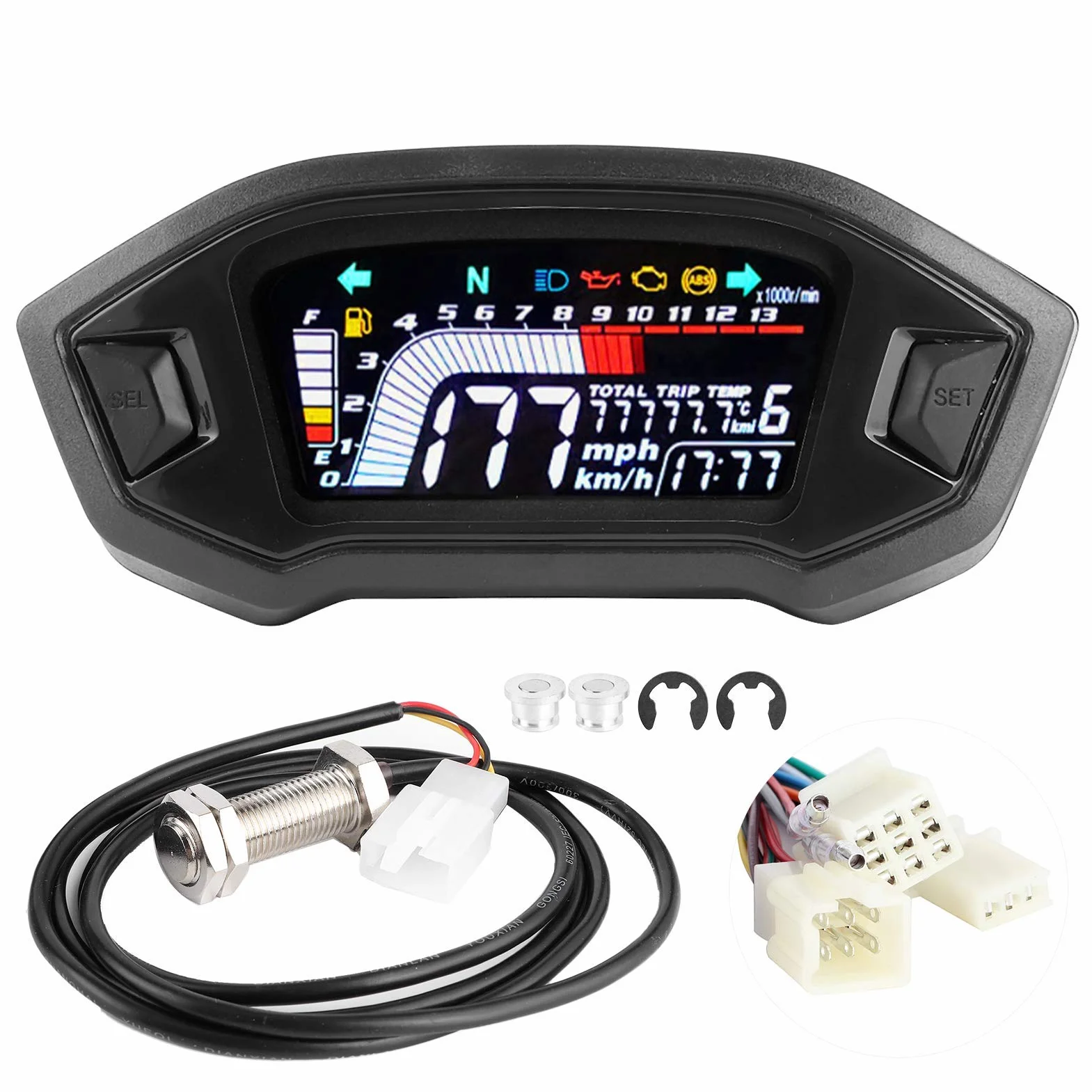 Prędkościomierz motocyklowy LCD Cyfrowy licznik kilometrów Wodoodporny dla motocykla 1 2 4 cylindry