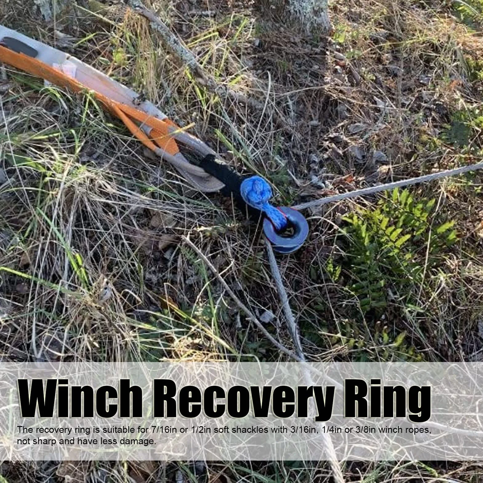 KIMISS Snatch Ring, Pierścień Odzyskiwania Wciągarki 41000 Lbs Wytrzymałość na Zerwanie dla 7/16 Cala 1/2 Cala Miękkiej Szekli z 3/16 Cala 1/4 Cala 3/8 Cala(Niebieski)