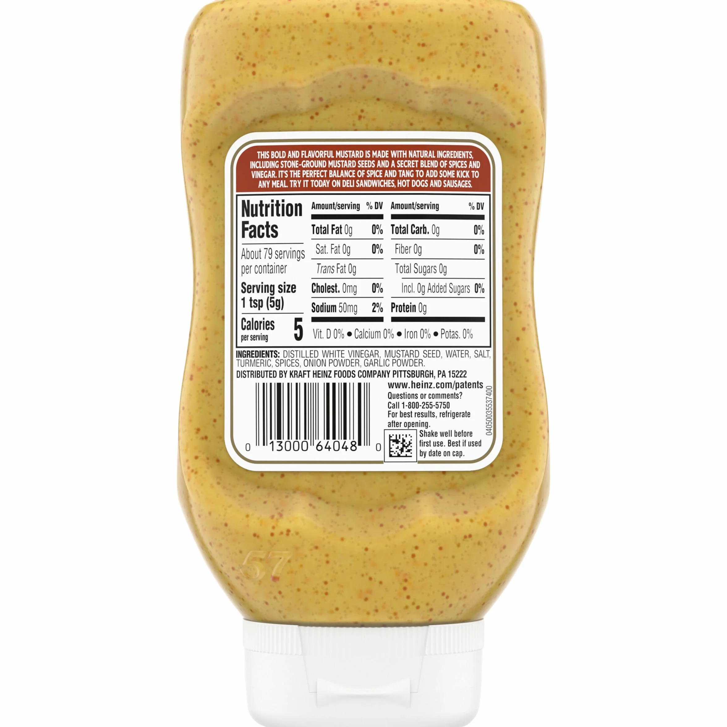 Heinz 100% Natural Spicy Brown Mustard (14 oz Bottle)