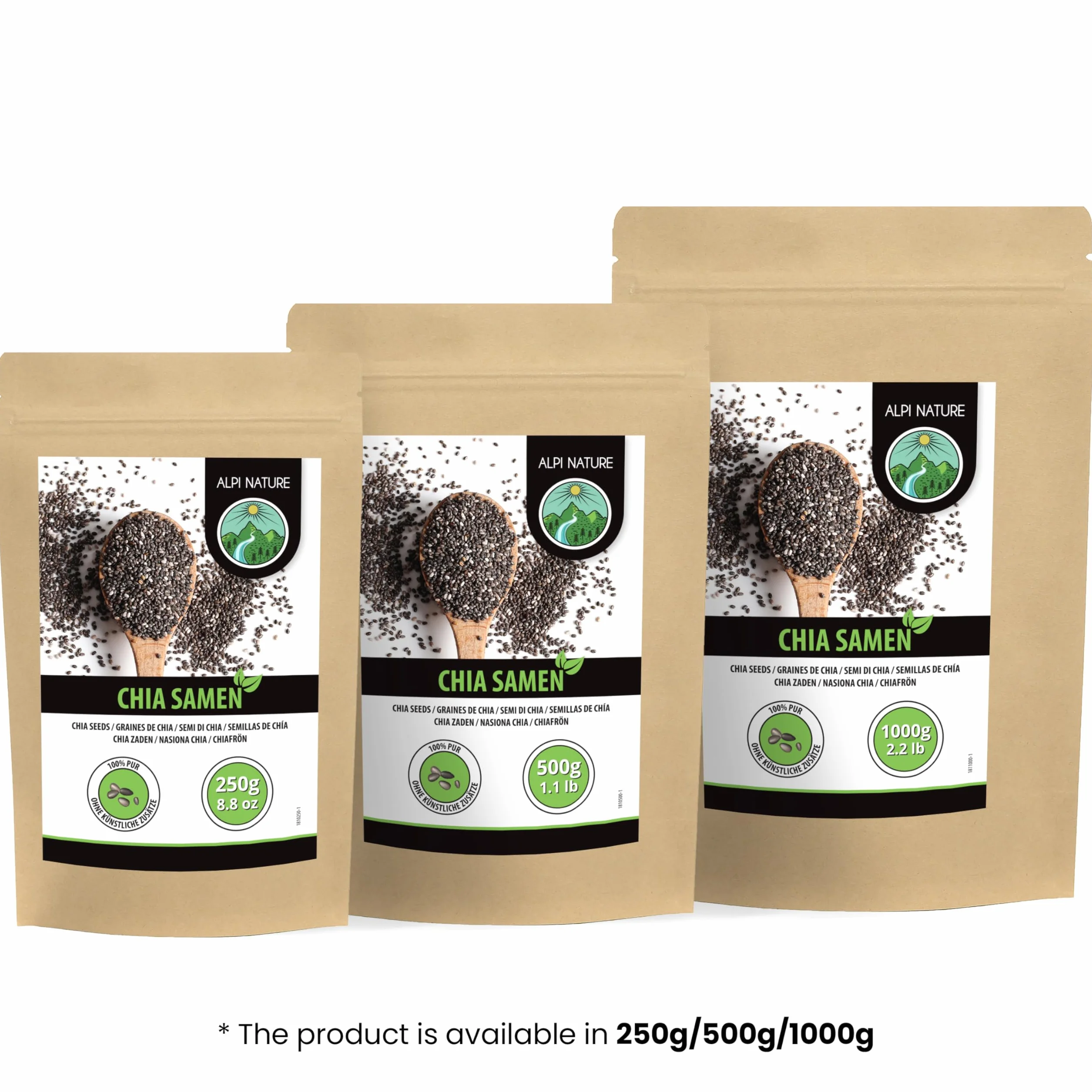 Alpi Nature Nasiona Chia 250g Całe Surowe Czarne do Smoothie, Jogurtu i Musli