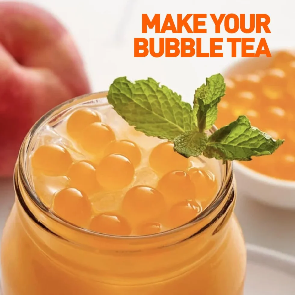 FRANKLY Popping Boba - Pour le Bubble Tea, les yaourts, les gâteaux et les desserts. (Pêche, 450g)