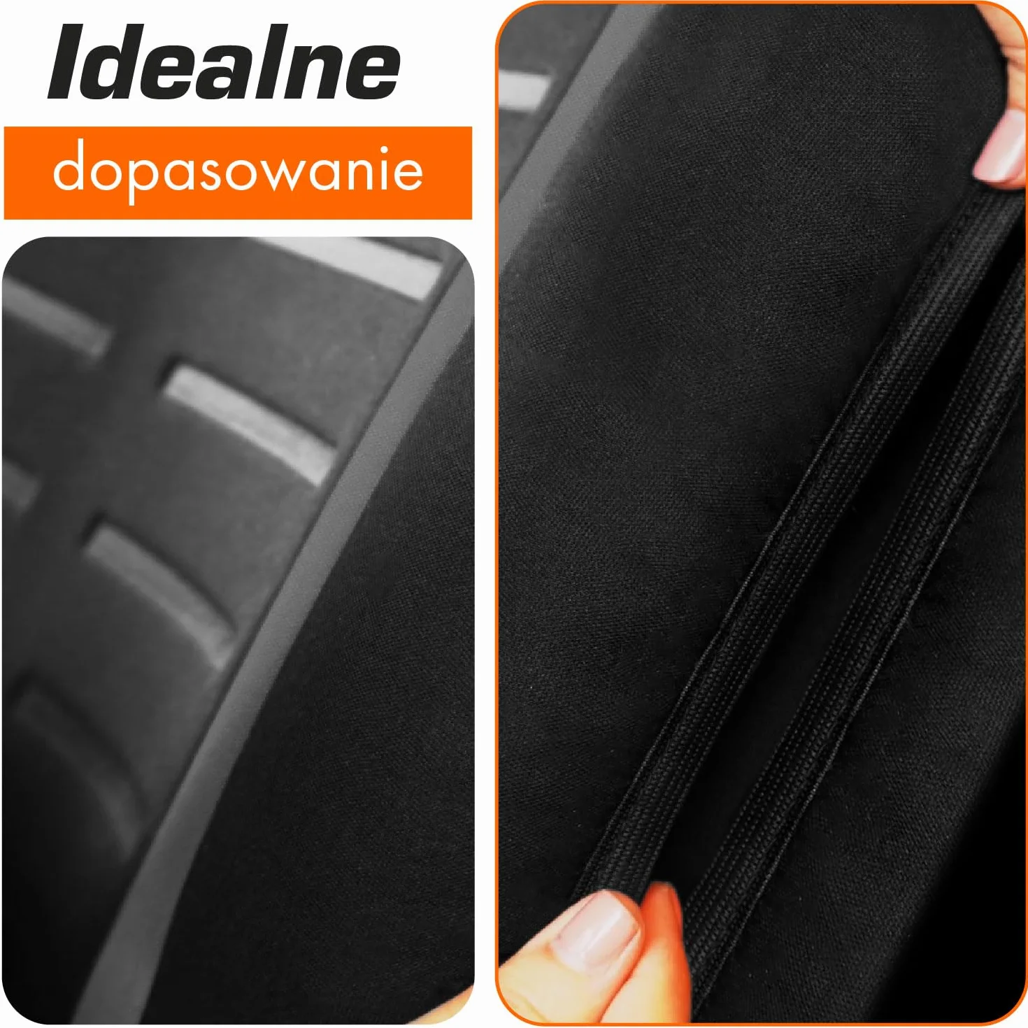 Upgrade4cars zestaw pokrowców na siedzenia samochodowe dla foteli pilota | Pokrowiec na przednie siedzenia w kolorze szarym | Pokrowce na siedzenia samochodowe uniwersalne z wbudowanym zagłówkiem |