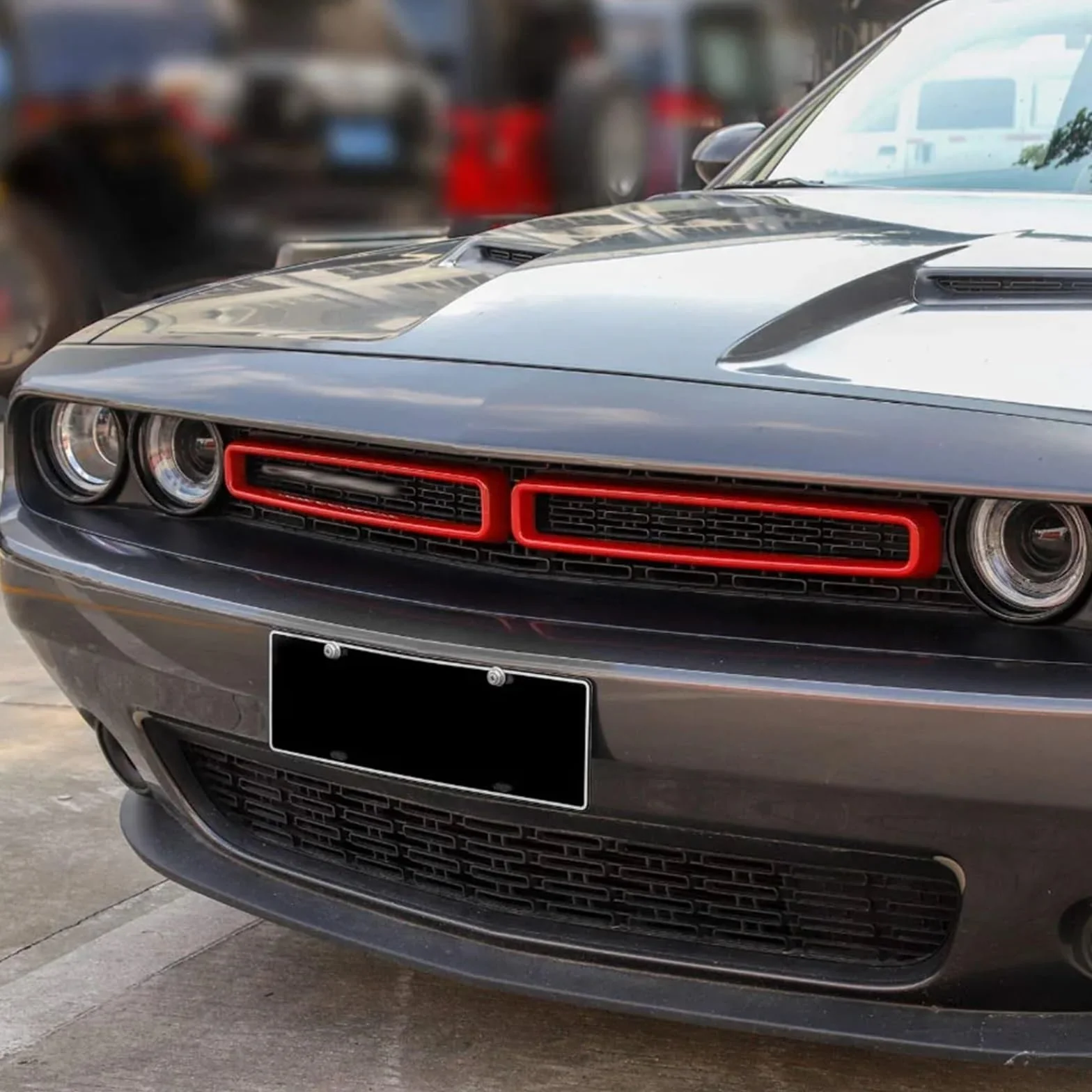 2 sztuki przednich wkładek do grilla, osłona, pasujące Dodge Challenger 2015-2022, czarny, czerwony, niebieski, żółty atrapa radiatora(Black)