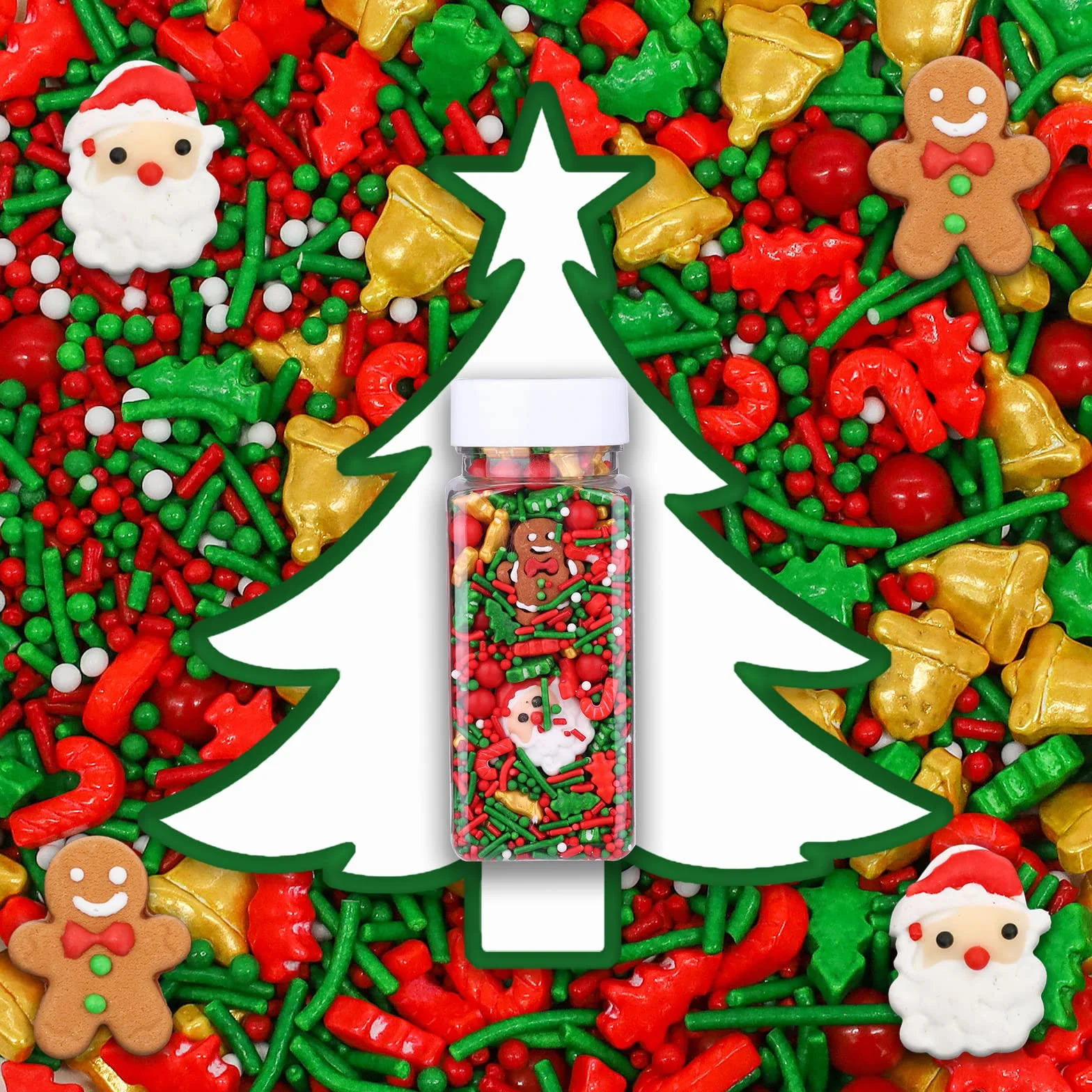 Lukinuo 3,6 oz Boże Narodzenie Sprinkles | Cookie | Ciasto Toppers Candy Mikołaj z piernika | czerwony zielony choinka urlop