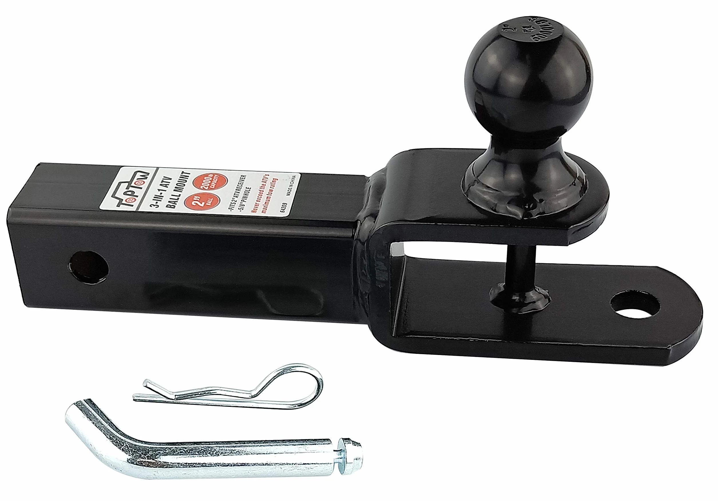 TOPTOW Zaczepy kulowe haka holowniczego ATV/UTV, kula 5 cm, połączenie stworzeniowe, pasuje do gniazda haka 5 cm
