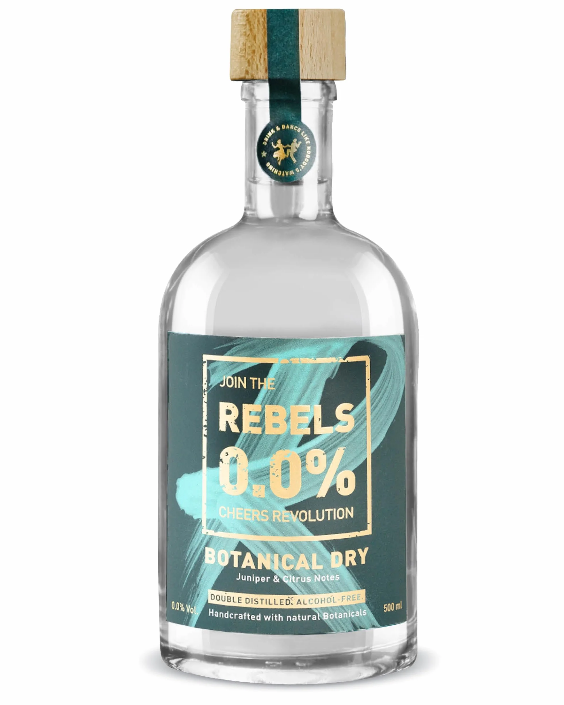 REBELS 0.0% Bezalkoholowa alternatywa dla ginu, podwójna destylacja dla intensywnego aromatu, nagradzany smak, wegański, bez cukru i bez alkoholu, do mieszania koktajli bezalkoholowych, 500 ml