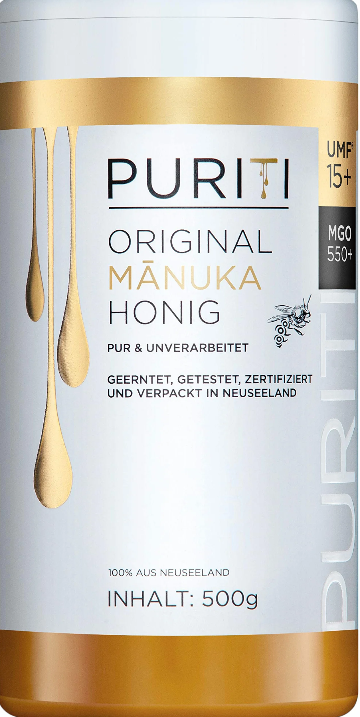 PURITI Miód Manuka MGO 550+ 500 g z Nowej Zelandii certyfikowany metyloglioksal