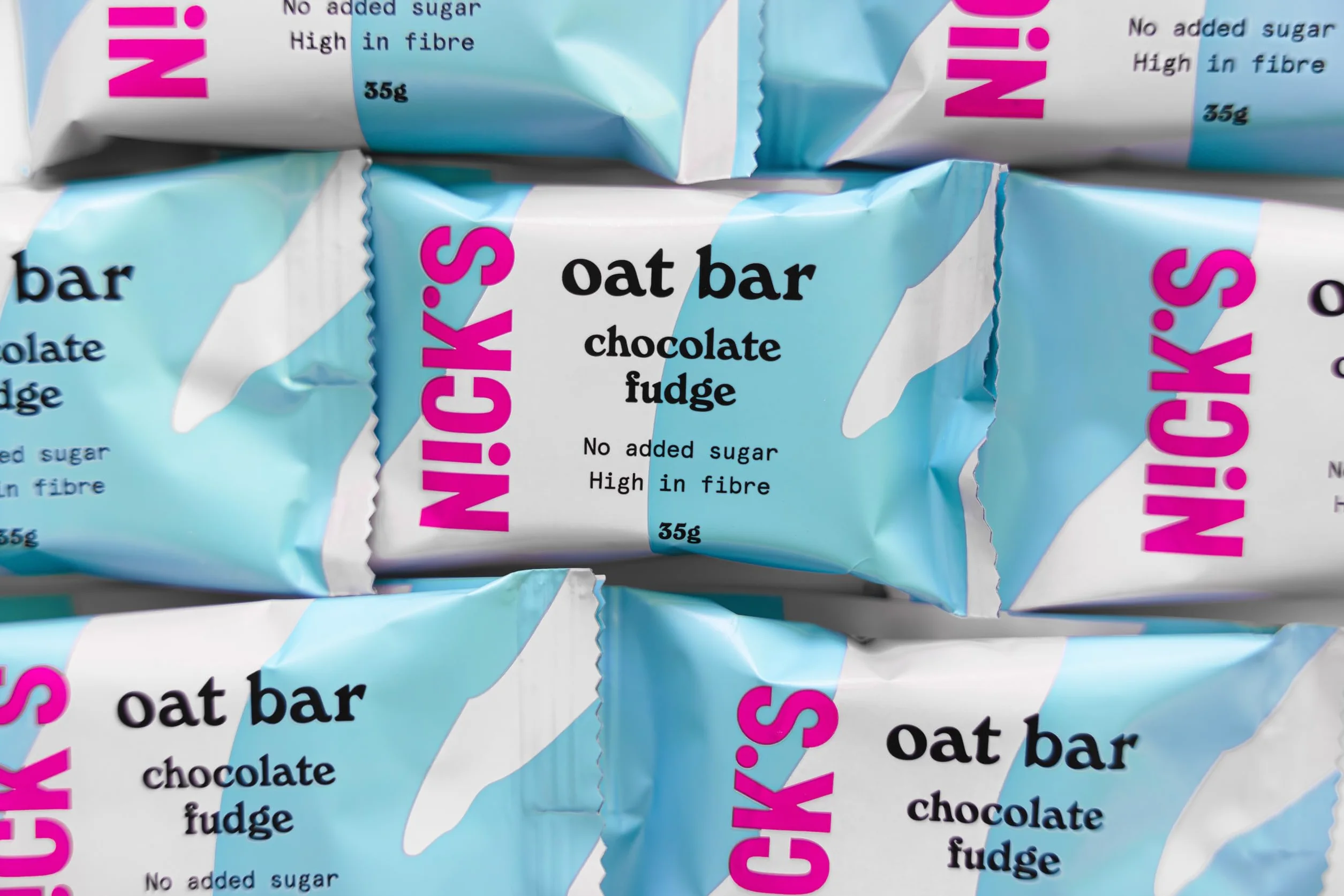 NICKS Batonik owsiany o smaku czekoladowym, tradycyjna przekąska energetyczna Flapjack, ciastko o wysokiej zawartości błonnika bez dodatku cukru (12 x 35g)