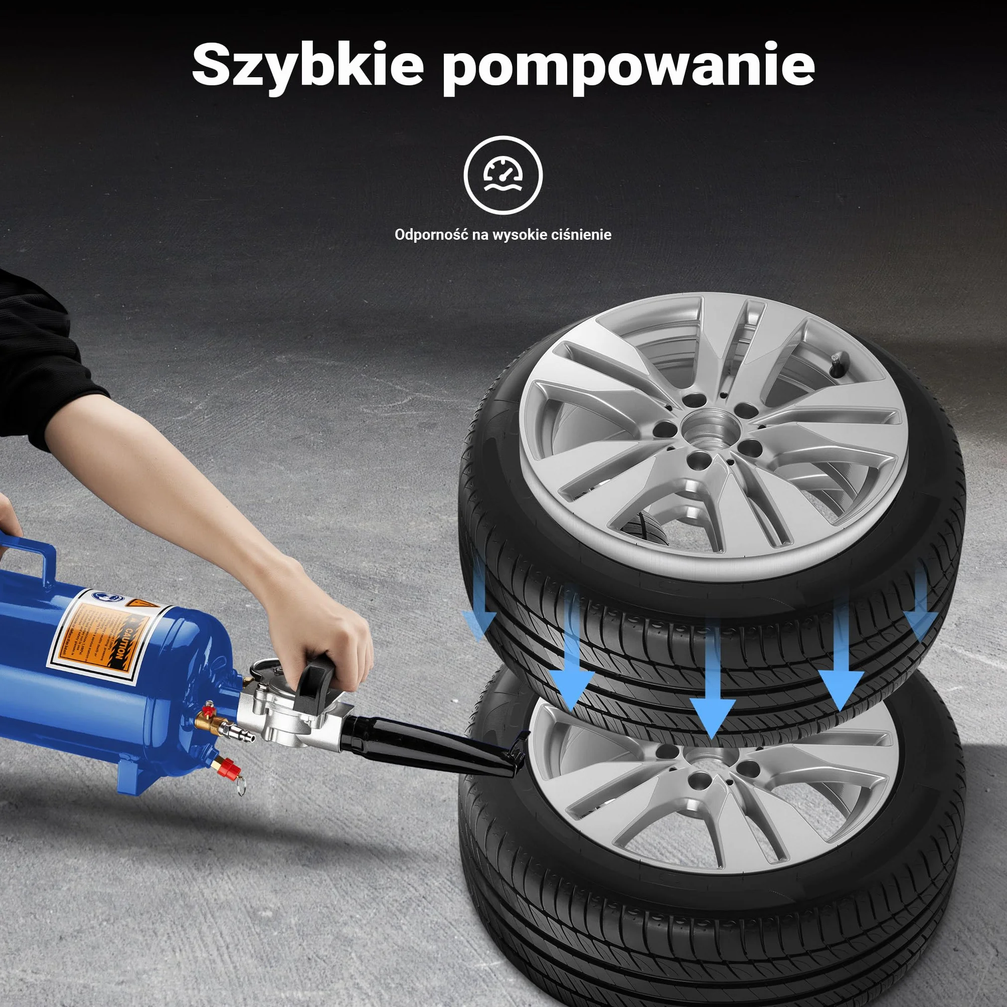Wiltec Inflator do opon 6-8 bar 7 l pistolet do pompowania przenośny