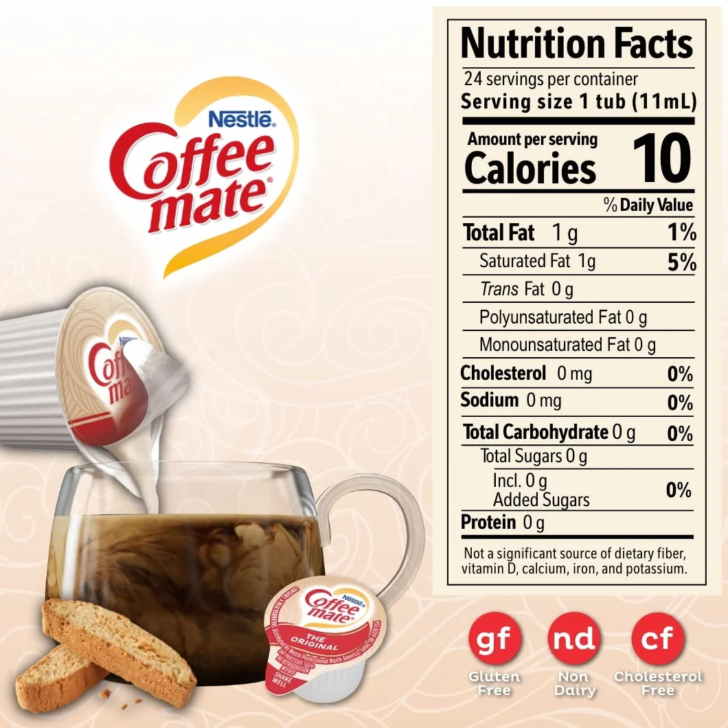 Coffee-mate Coffee Creamer Liquid Singles, oryginalny, 24 liczba (opakowanie 4 szt.)