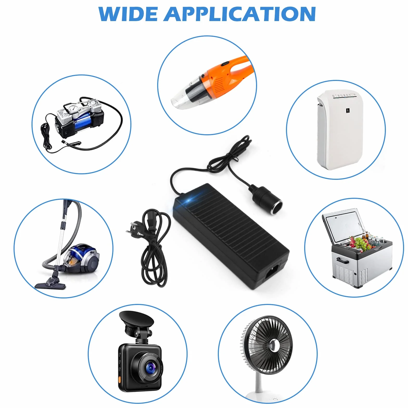 Zasilacz, zasilacz AC na DC, adapter 220 V na 12 V, adapter do zapalniczki samochodowej do przenośnej chłodnicy, konwerter prądu