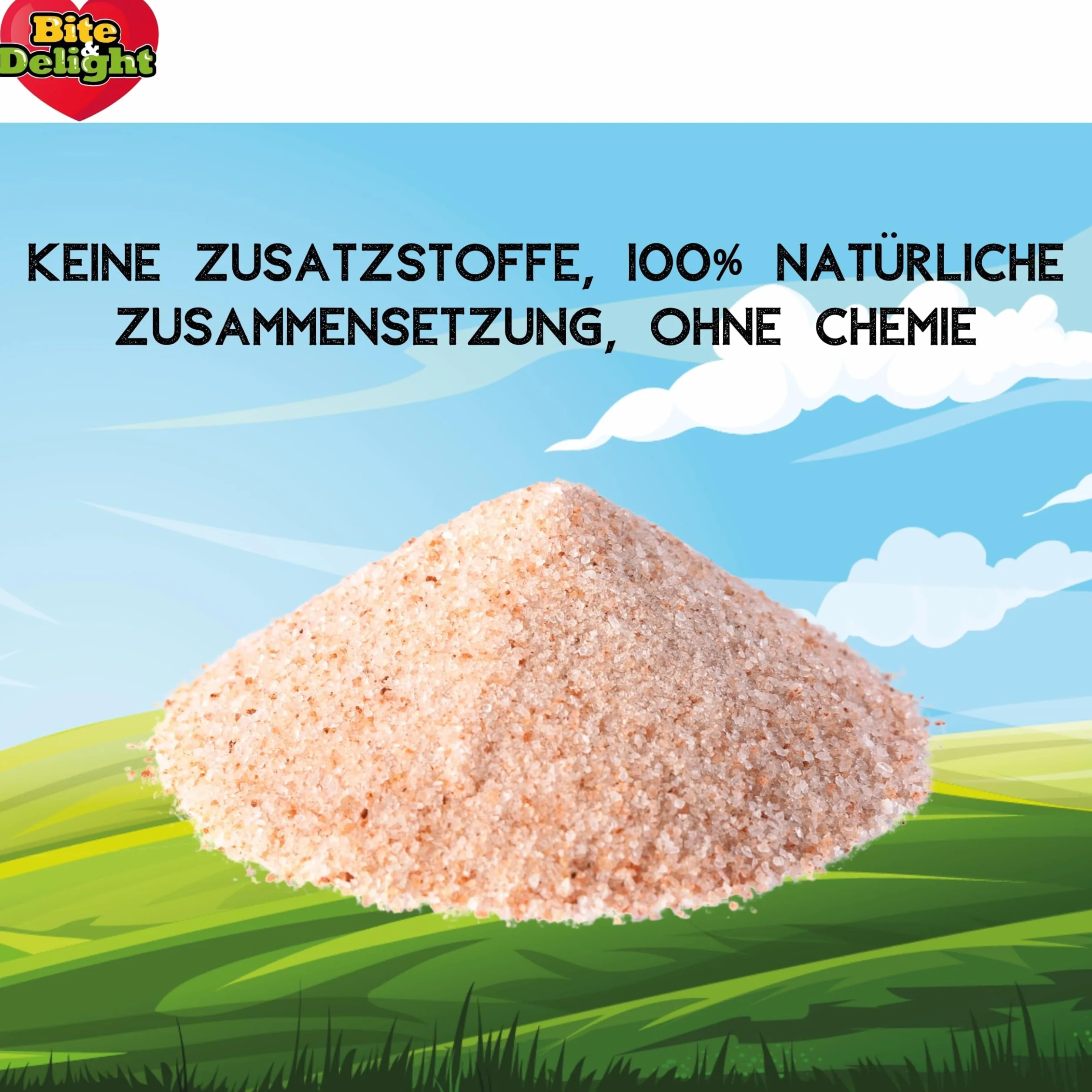Sól himalajska drobna Bite & Delight - Bogata w minerały, nierafinowana, naturalna sól kuchenna 1000 ml