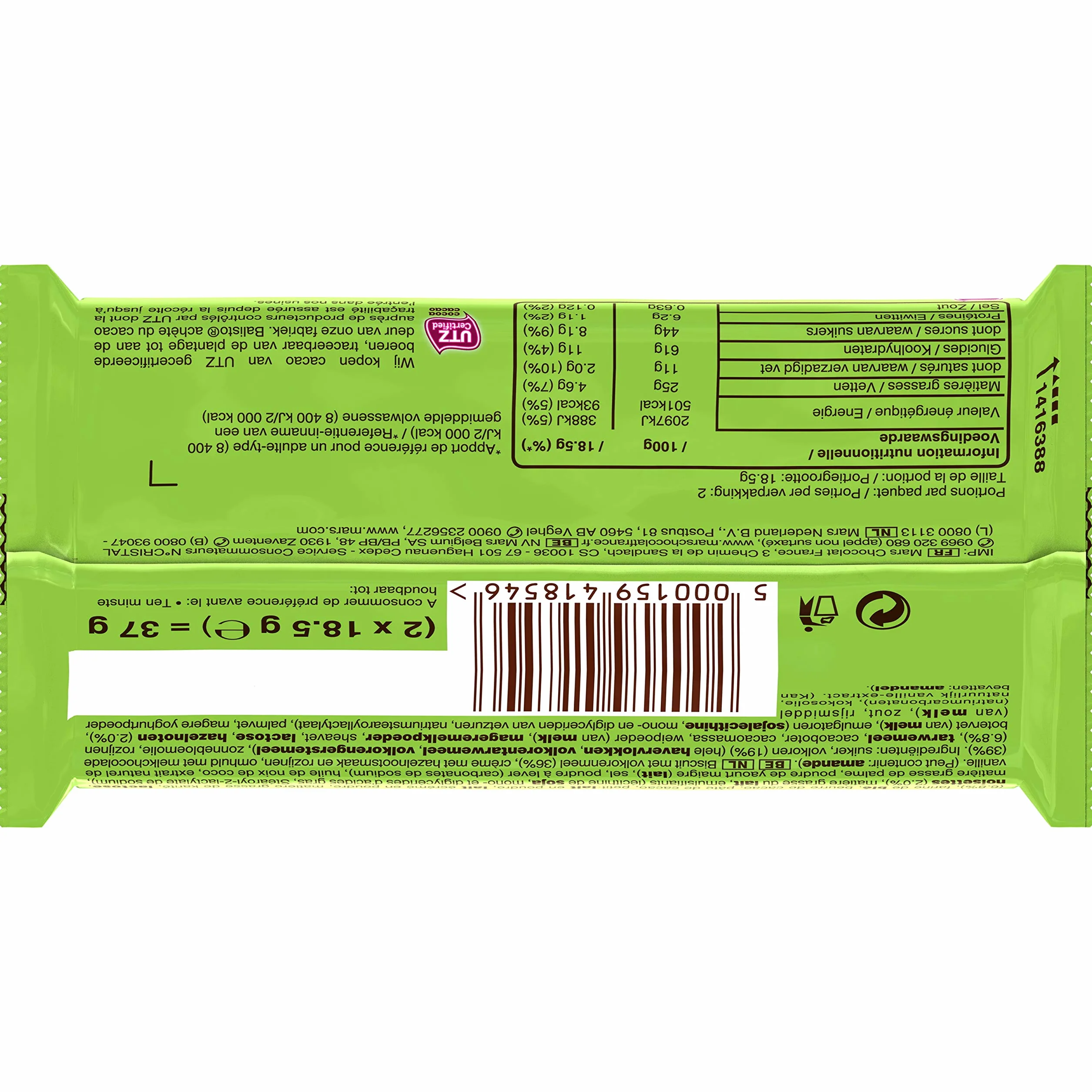 Balisto Batonik czekoladowy, mieszanka musli, zielony, 20 batoników w pudełku (20 x 37 g)